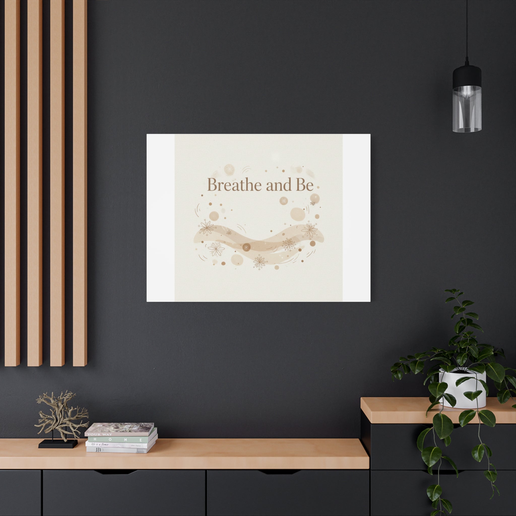 Breathe and Be Canvas, Minimal Cozy Slow Life Wall Art | Neutral Micro-Print