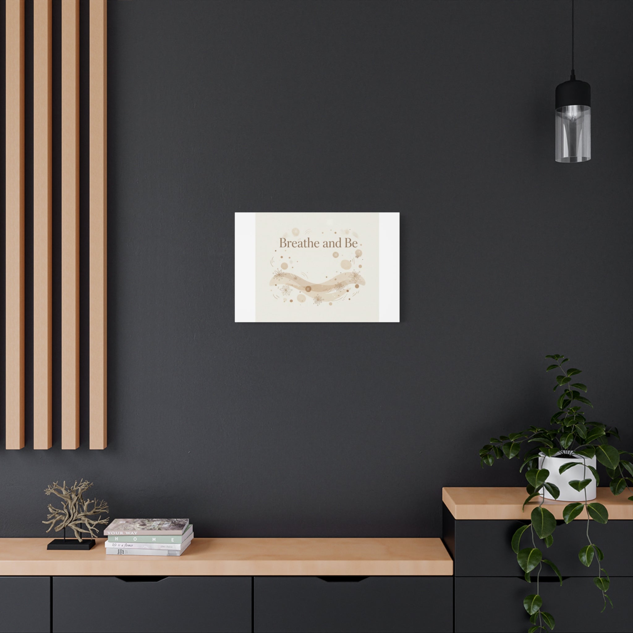Breathe and Be Canvas, Minimal Cozy Slow Life Wall Art | Neutral Micro-Print