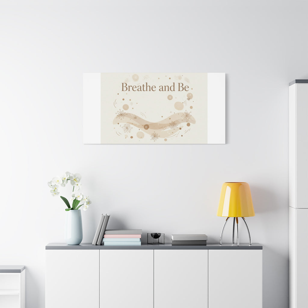 Breathe and Be Canvas, Minimal Cozy Slow Life Wall Art | Neutral Micro-Print