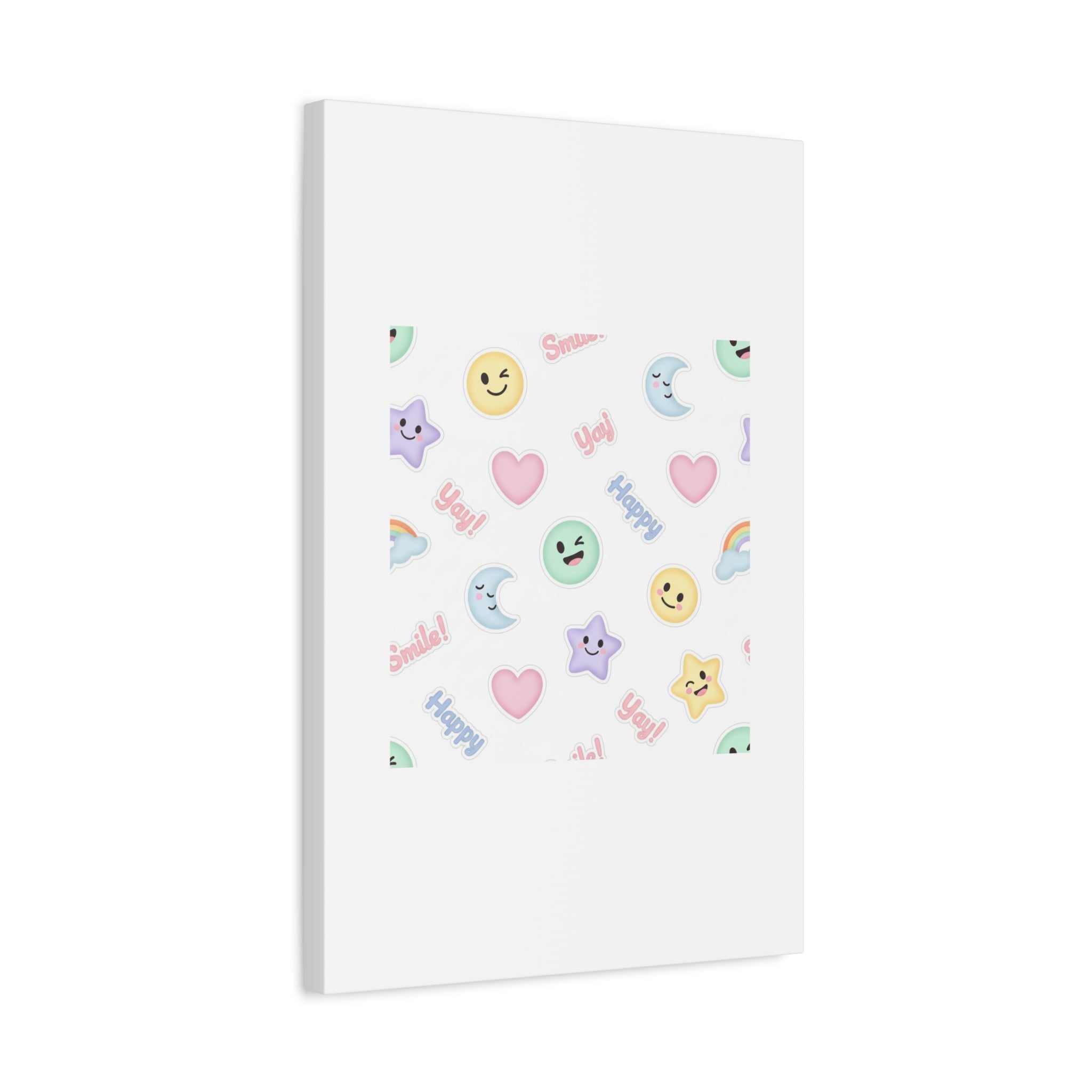 Hand-Drawn Emoticon Pattern Canvas | Cute Emoji Sticker Pastel Print