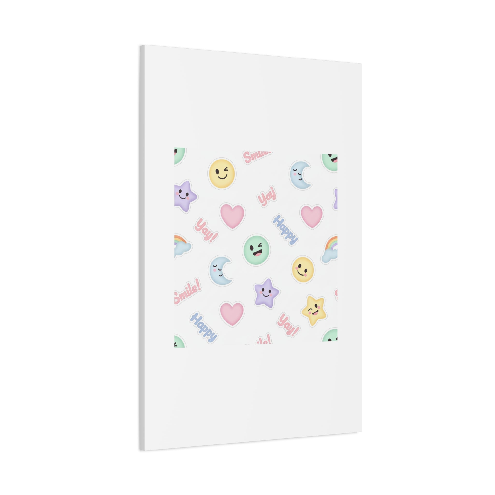 Hand-Drawn Emoticon Pattern Canvas | Cute Emoji Sticker Pastel Print