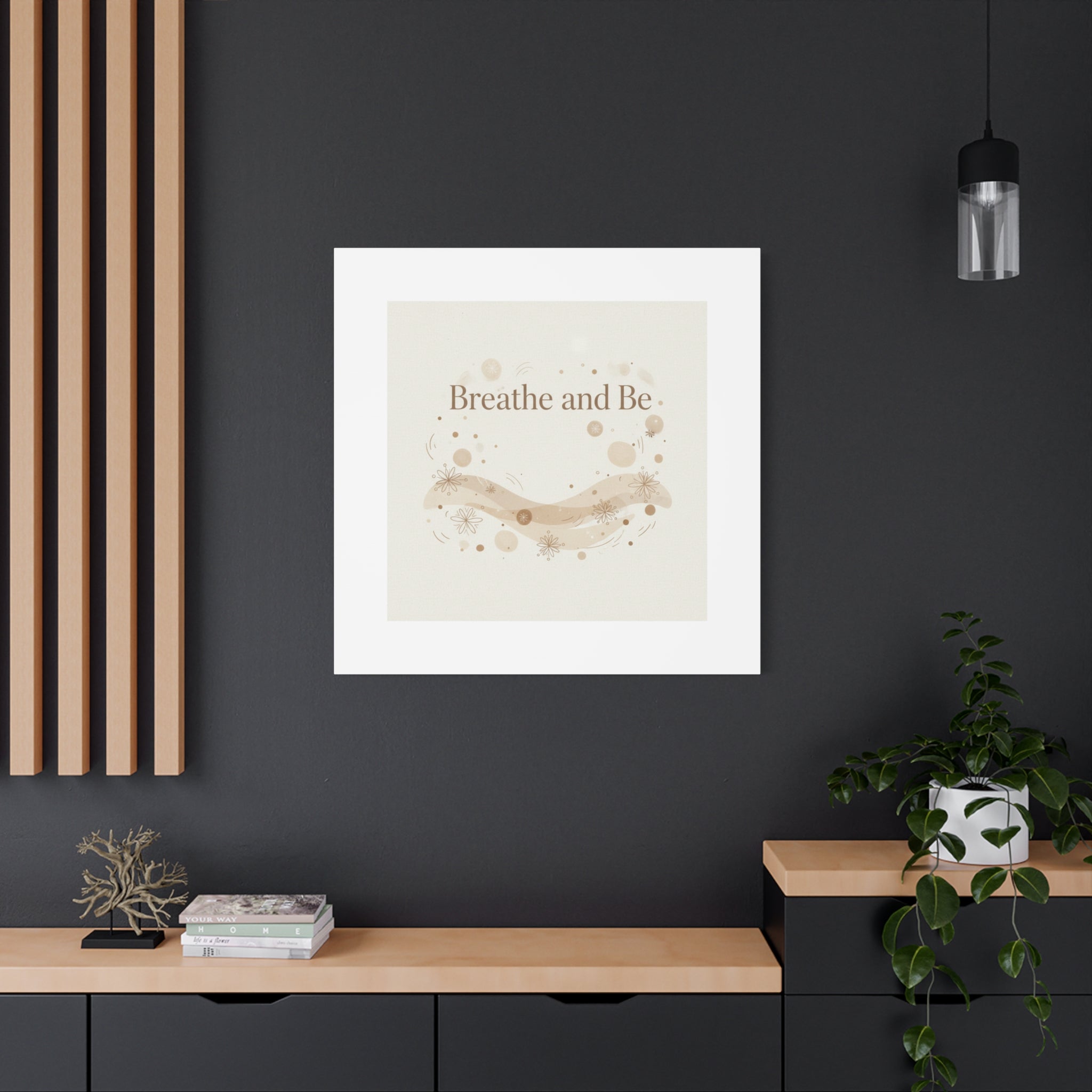 Breathe and Be Canvas, Minimal Cozy Slow Life Wall Art | Neutral Micro-Print