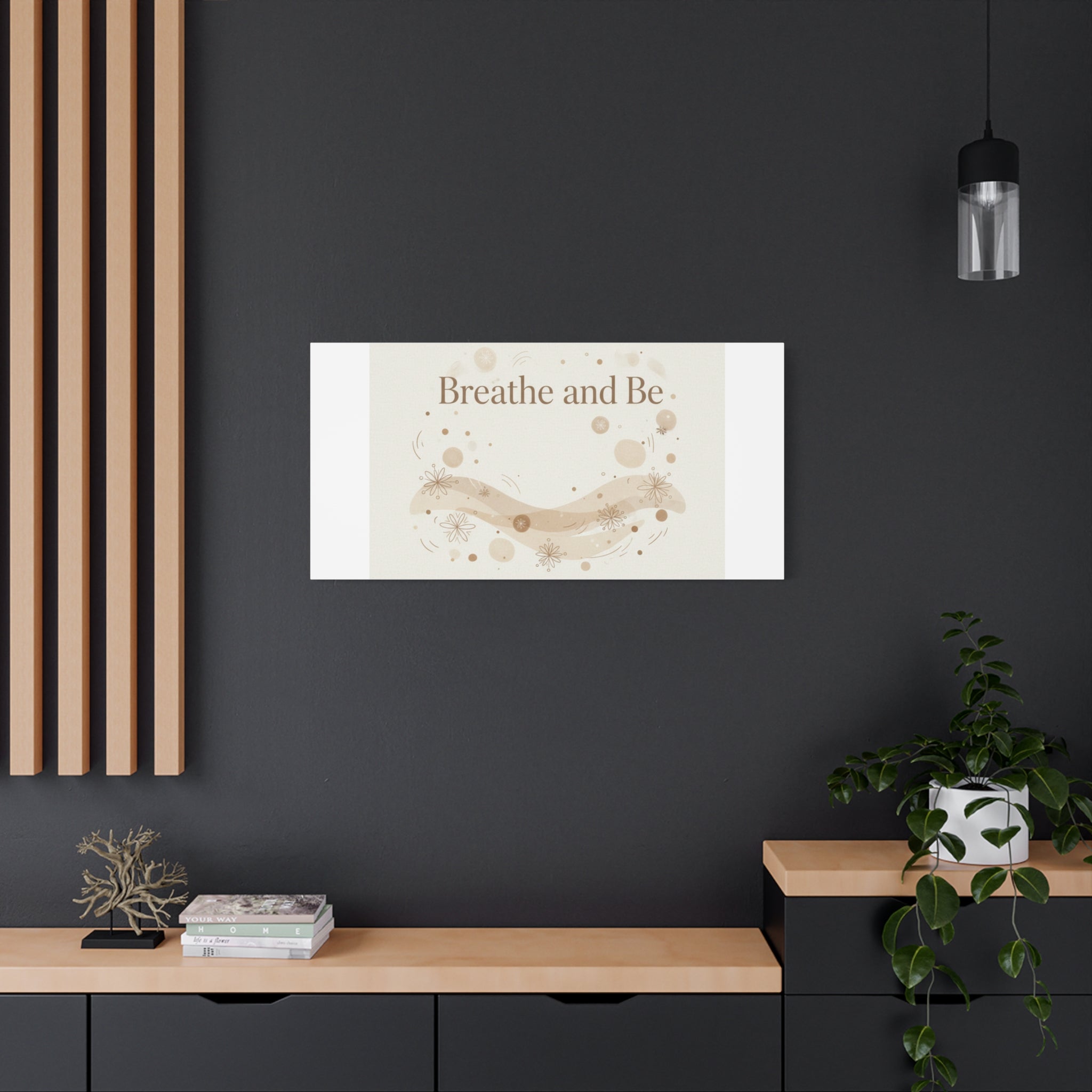 Breathe and Be Canvas, Minimal Cozy Slow Life Wall Art | Neutral Micro-Print