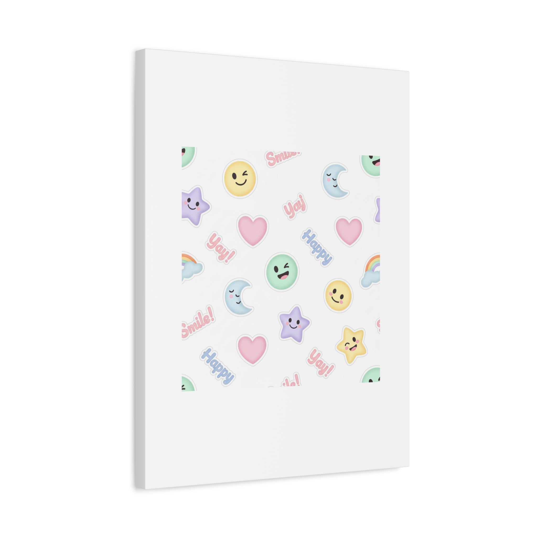 Hand-Drawn Emoticon Pattern Canvas | Cute Emoji Sticker Pastel Print