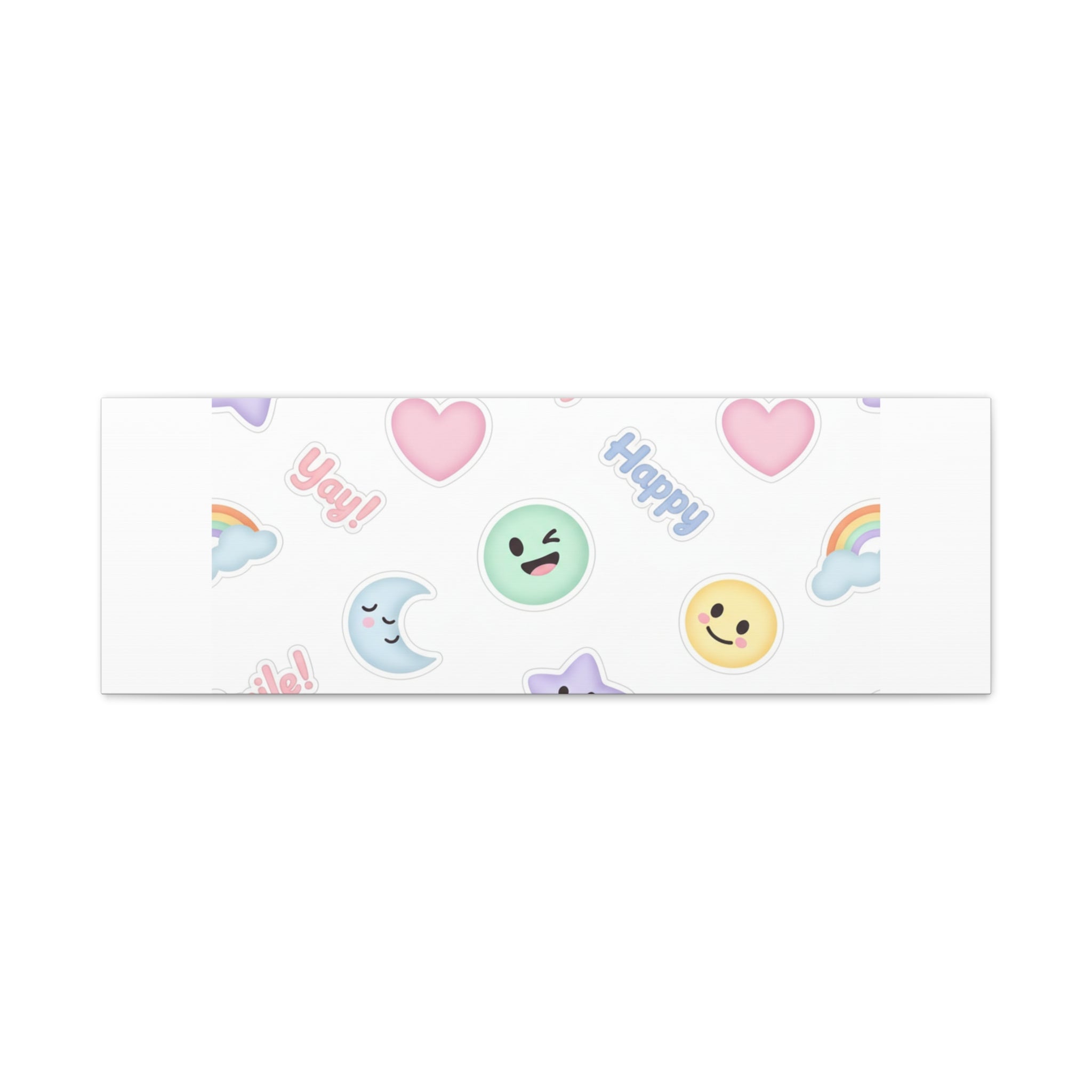 Hand-Drawn Emoticon Pattern Canvas | Cute Emoji Sticker Pastel Print