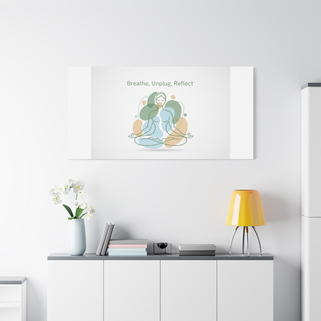 Breathe Unplug Reflect Canvas | Digital Detox, Mindfulness Wall Art