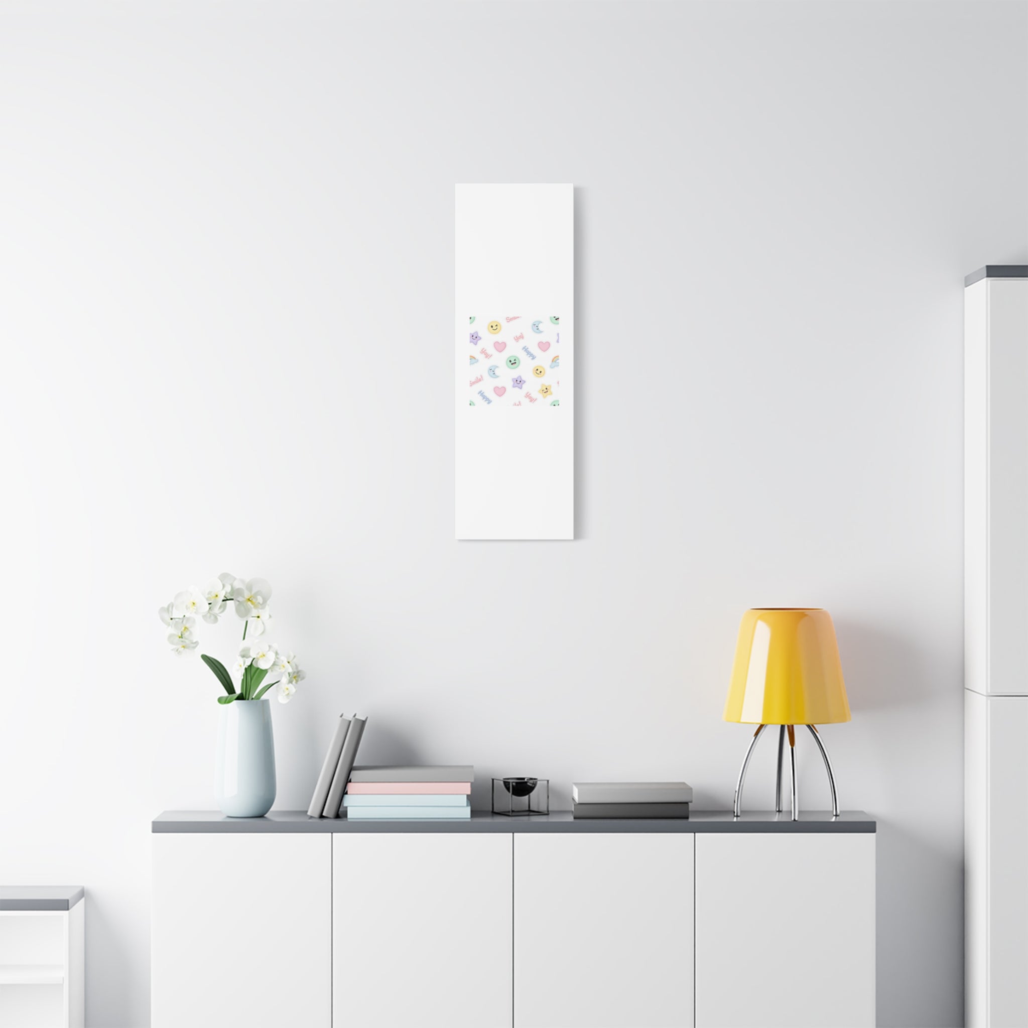 Hand-Drawn Emoticon Pattern Canvas | Cute Emoji Sticker Pastel Print