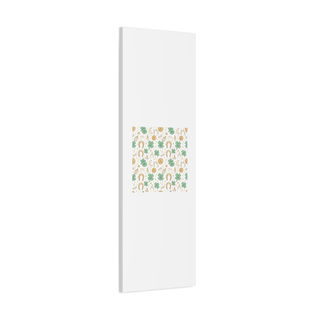 Lucky Charm Sticker Pattern Canvas, Mint Gold Talisman Print
