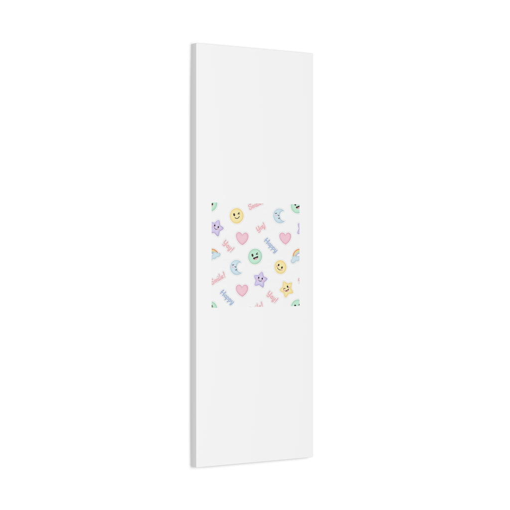 Hand-Drawn Emoticon Pattern Canvas | Cute Emoji Sticker Pastel Print