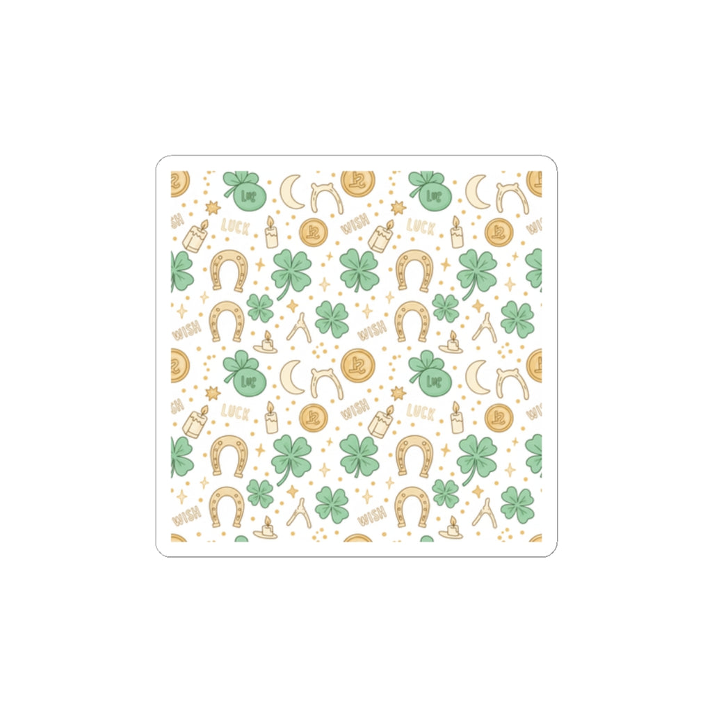 Lucky Charm Pattern Kiss-Cut Stickers | Mint Gold Good Luck Symbols