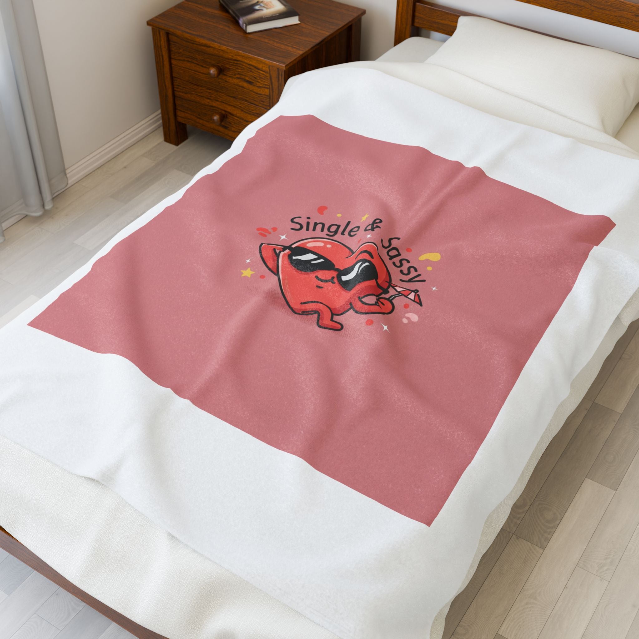 Single & Sassy Heart Velveteen Blanket | Anti Valentine, Funny Single Humor