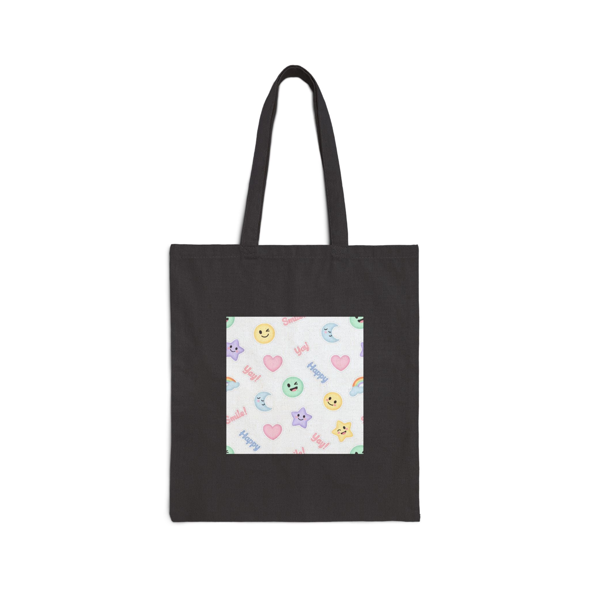 Hand-Drawn Emoticon Pattern Tote | Cute Emoji Sticker Repeat Print