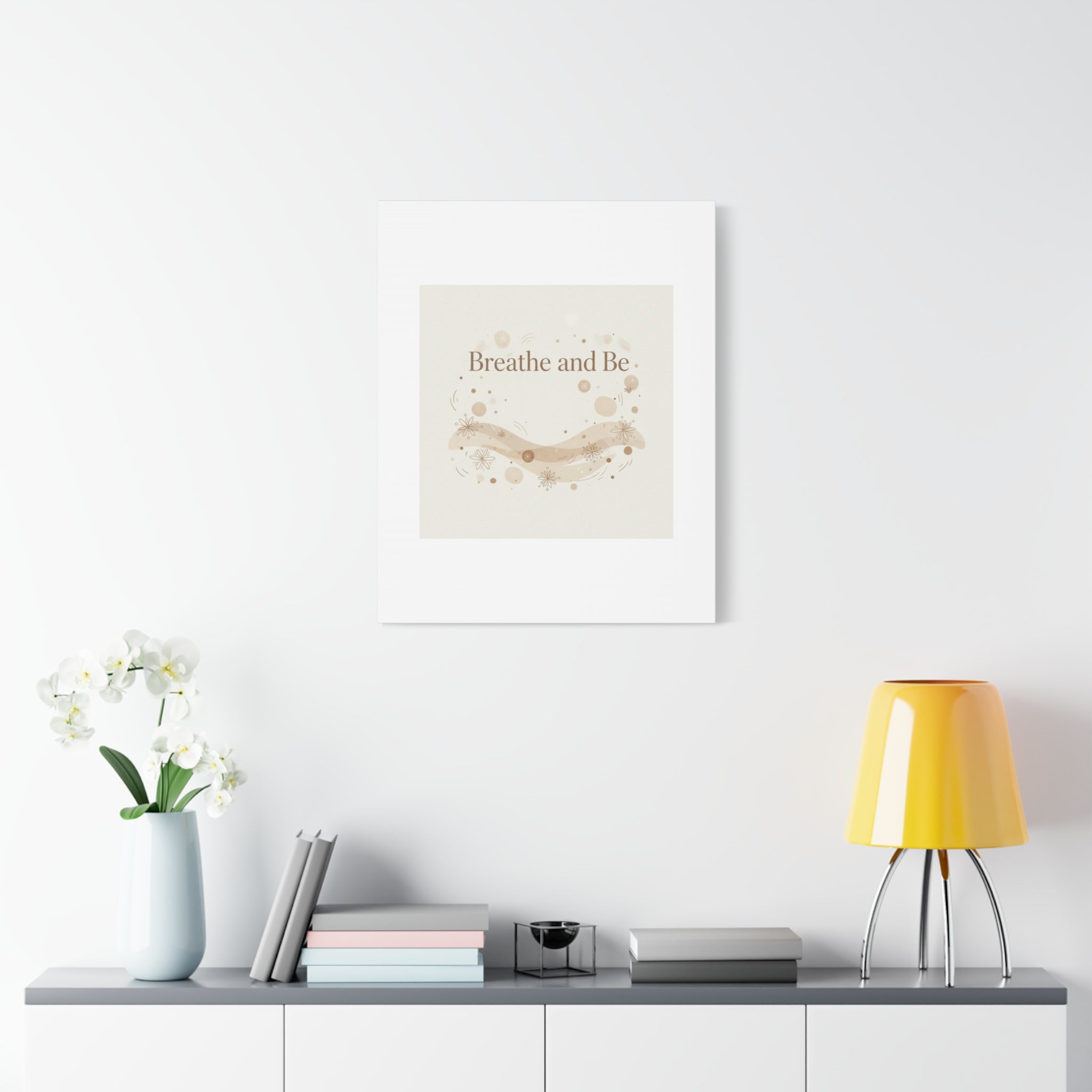 Breathe and Be Canvas, Minimal Cozy Slow Life Wall Art | Neutral Micro-Print