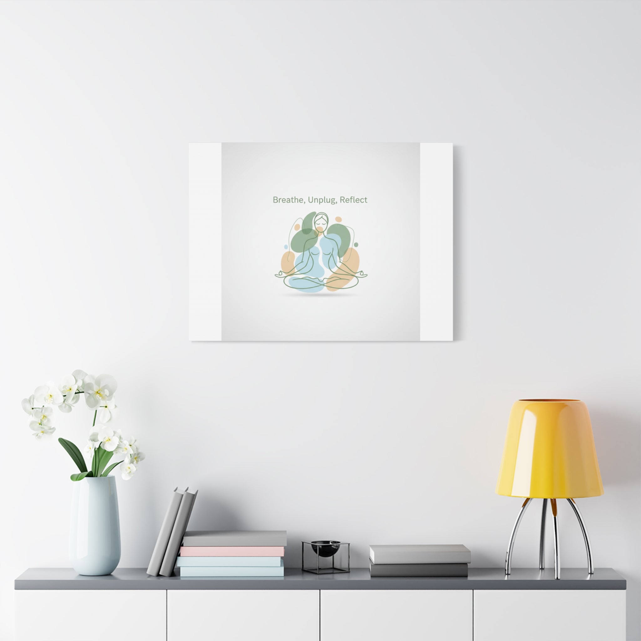 Breathe Unplug Reflect Canvas | Digital Detox, Mindfulness Wall Art
