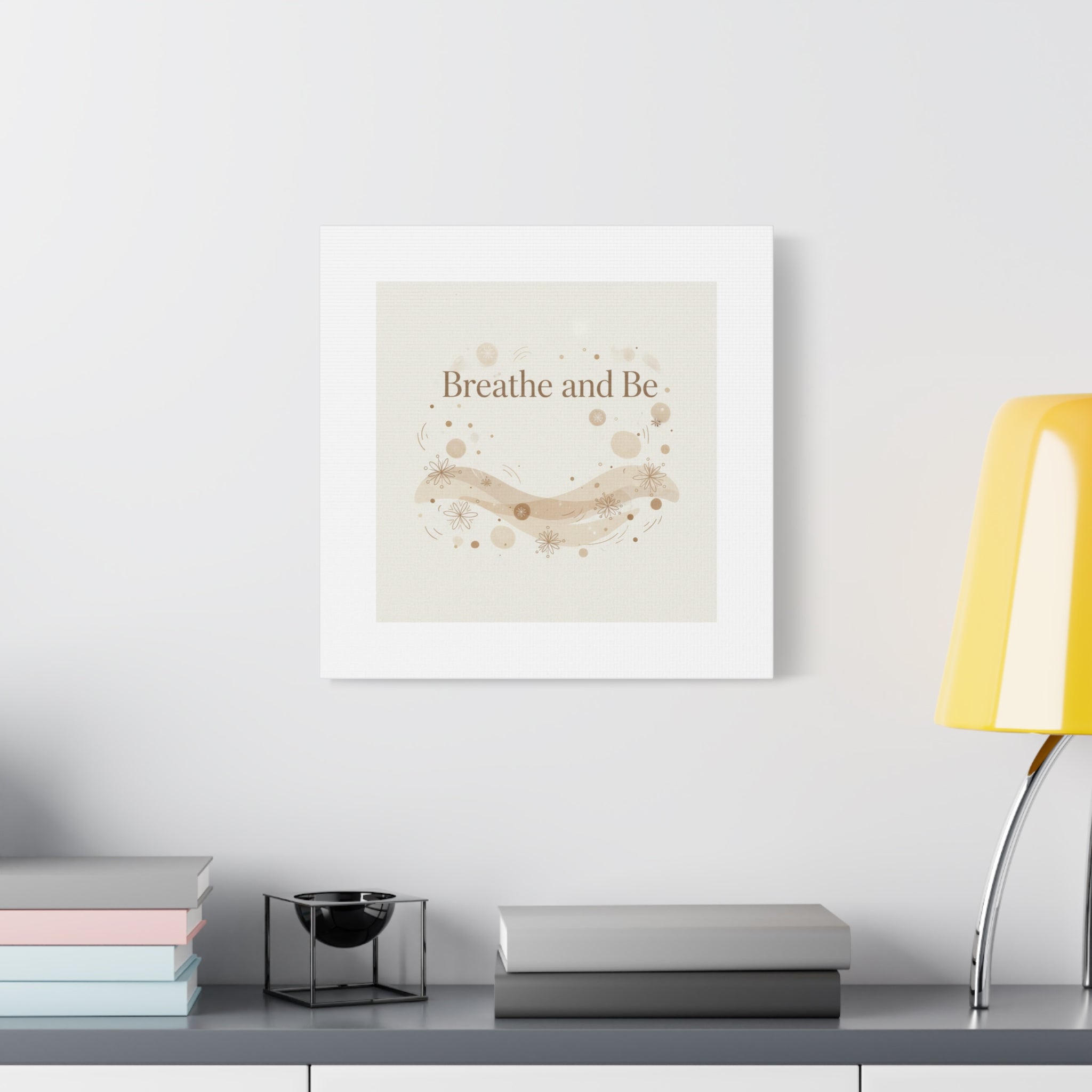 Breathe and Be Canvas, Minimal Cozy Slow Life Wall Art | Neutral Micro-Print