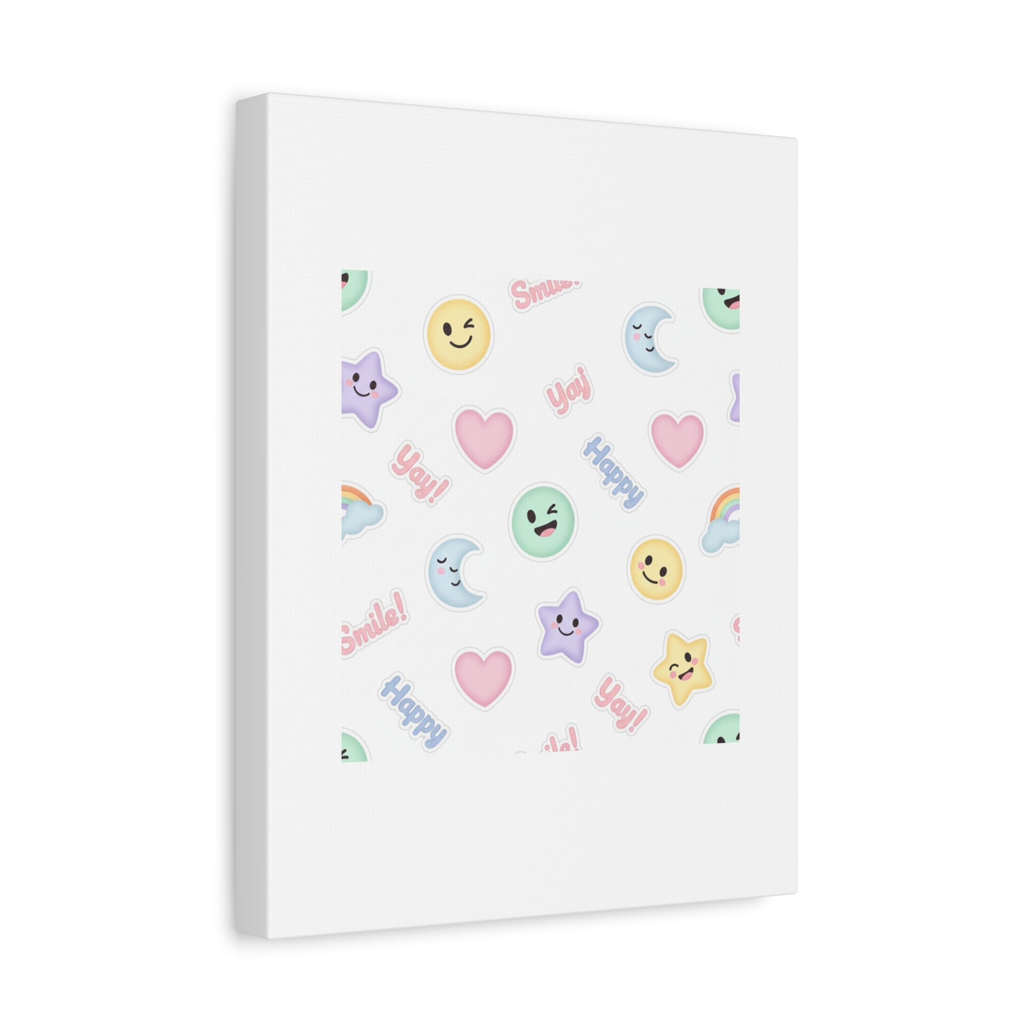 Hand-Drawn Emoticon Pattern Canvas | Cute Emoji Sticker Pastel Print