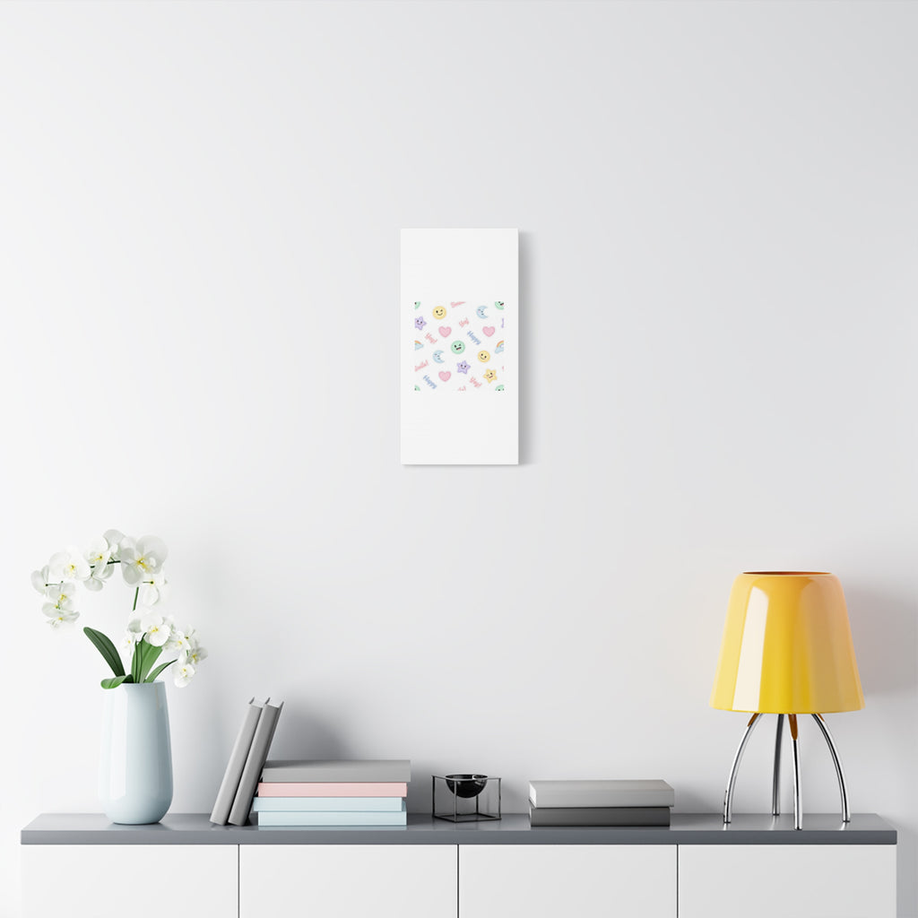 Hand-Drawn Emoticon Pattern Canvas | Cute Emoji Sticker Pastel Print