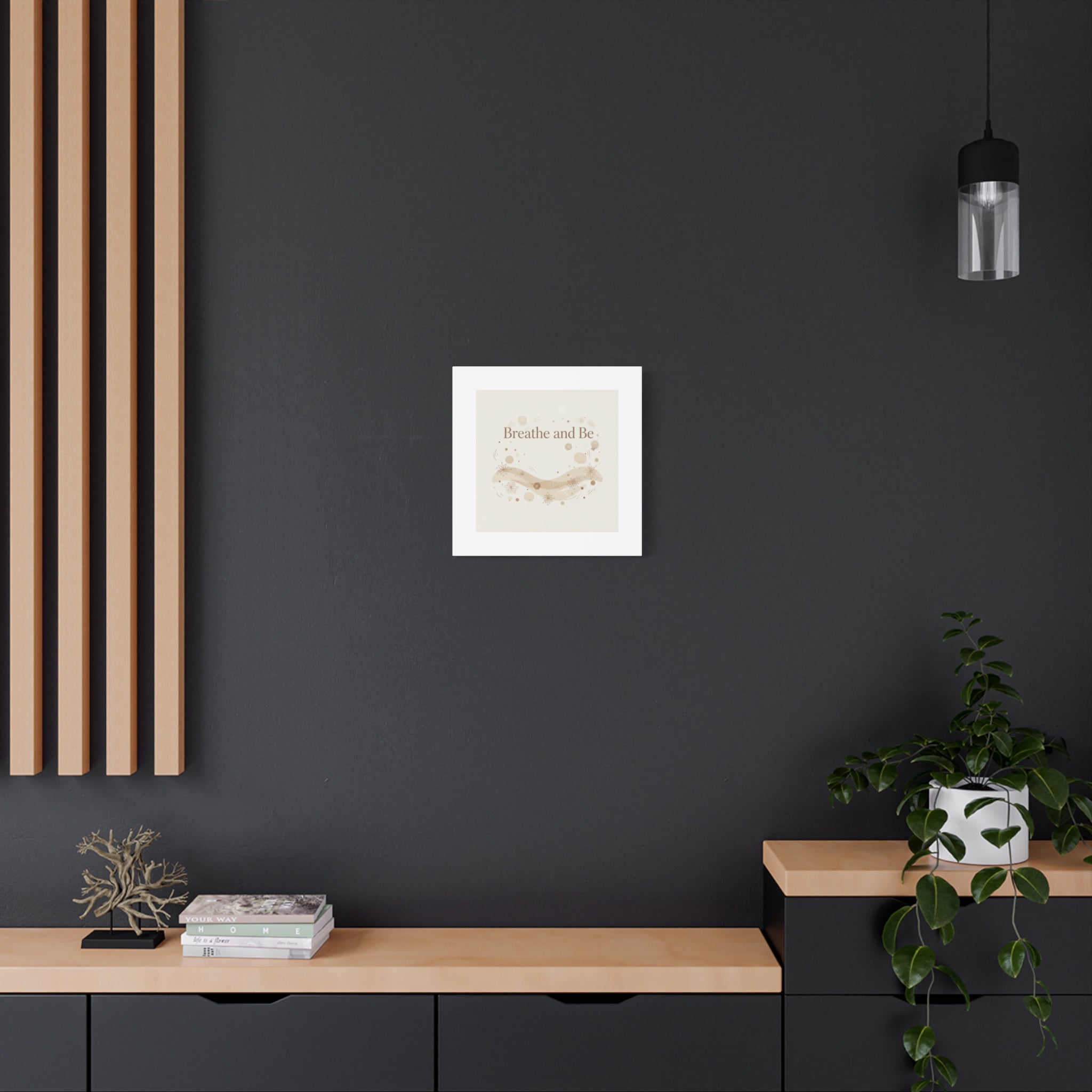 Breathe and Be Canvas, Minimal Cozy Slow Life Wall Art | Neutral Micro-Print