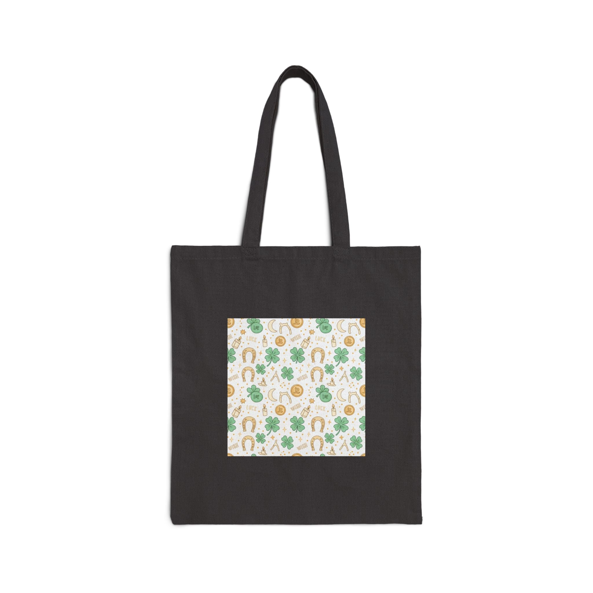 Lucky charm sticker pattern Tote | mint gold good luck symbol print