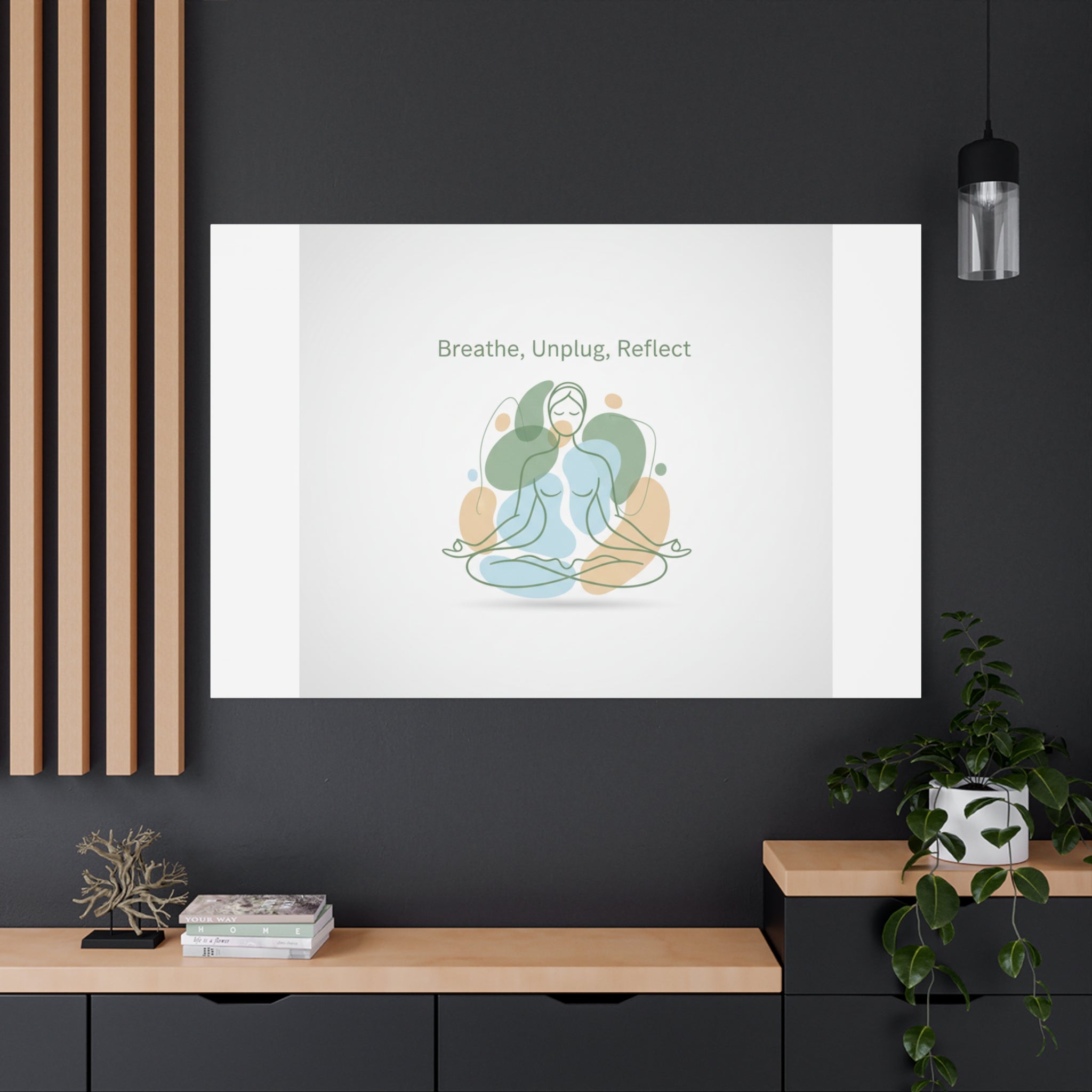 Breathe Unplug Reflect Canvas | Digital Detox, Mindfulness Wall Art