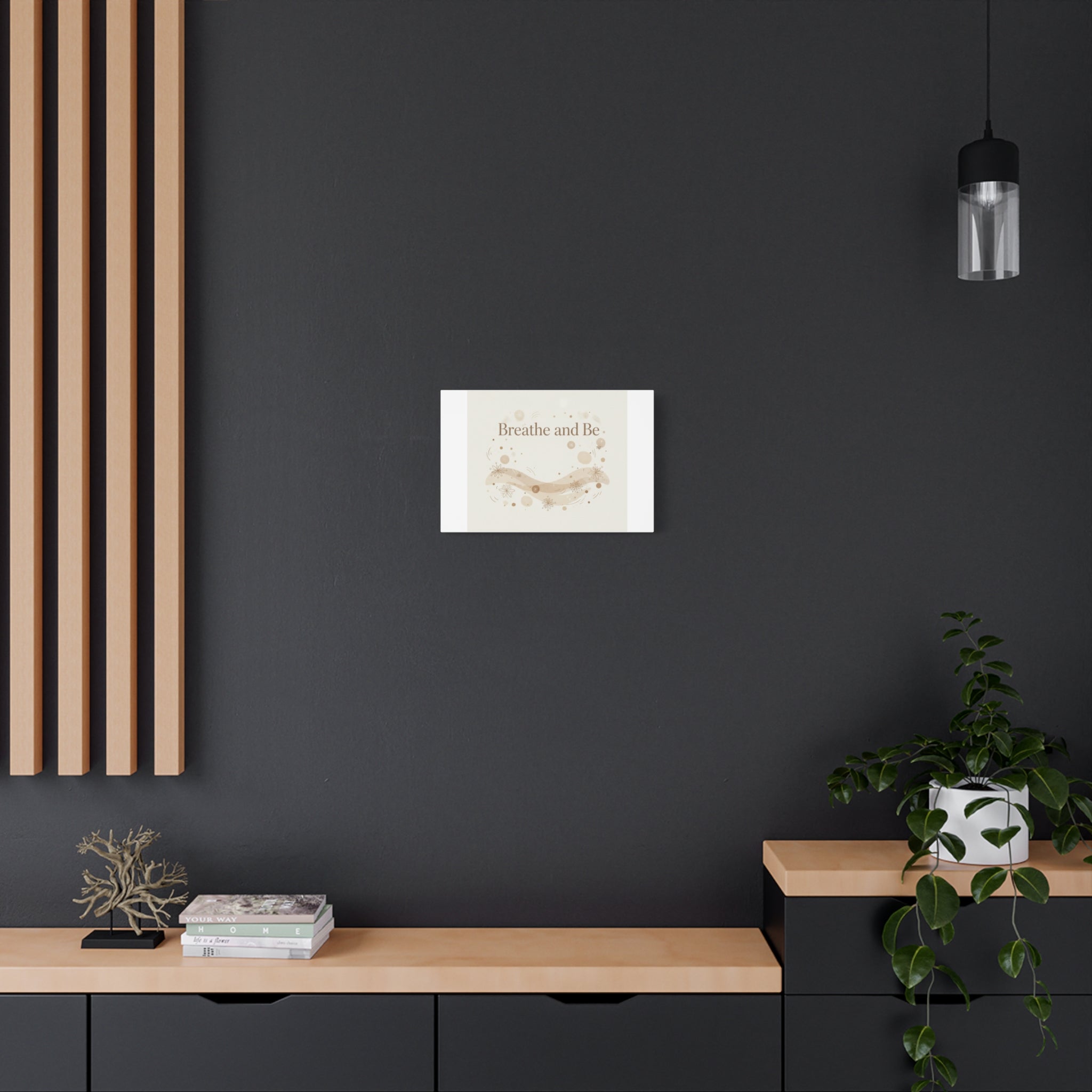 Breathe and Be Canvas, Minimal Cozy Slow Life Wall Art | Neutral Micro-Print