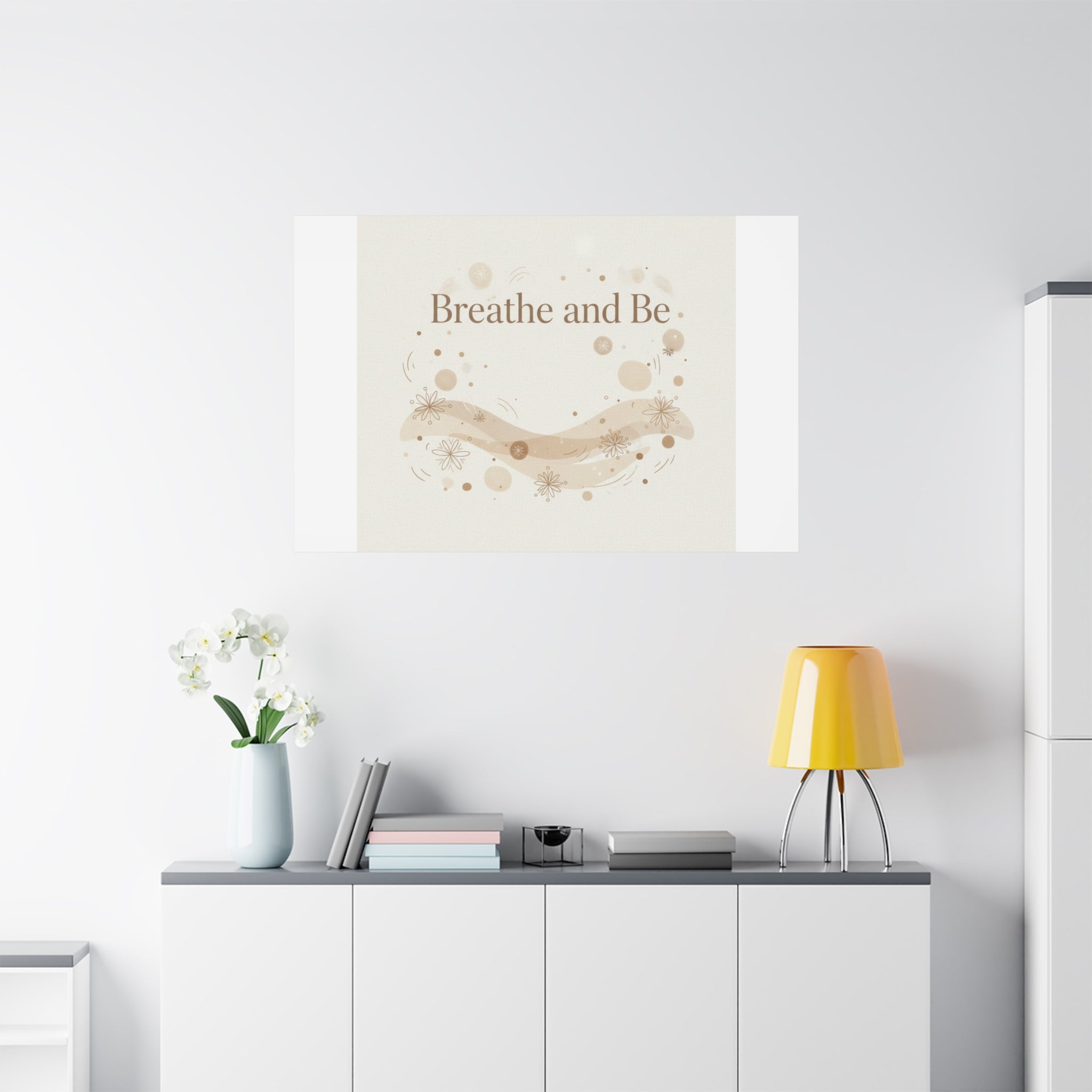 Breathe and Be Canvas, Minimal Cozy Slow Life Wall Art | Neutral Micro-Print