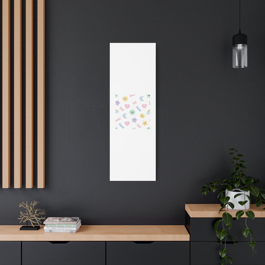 Hand-Drawn Emoticon Pattern Canvas | Cute Emoji Sticker Pastel Print