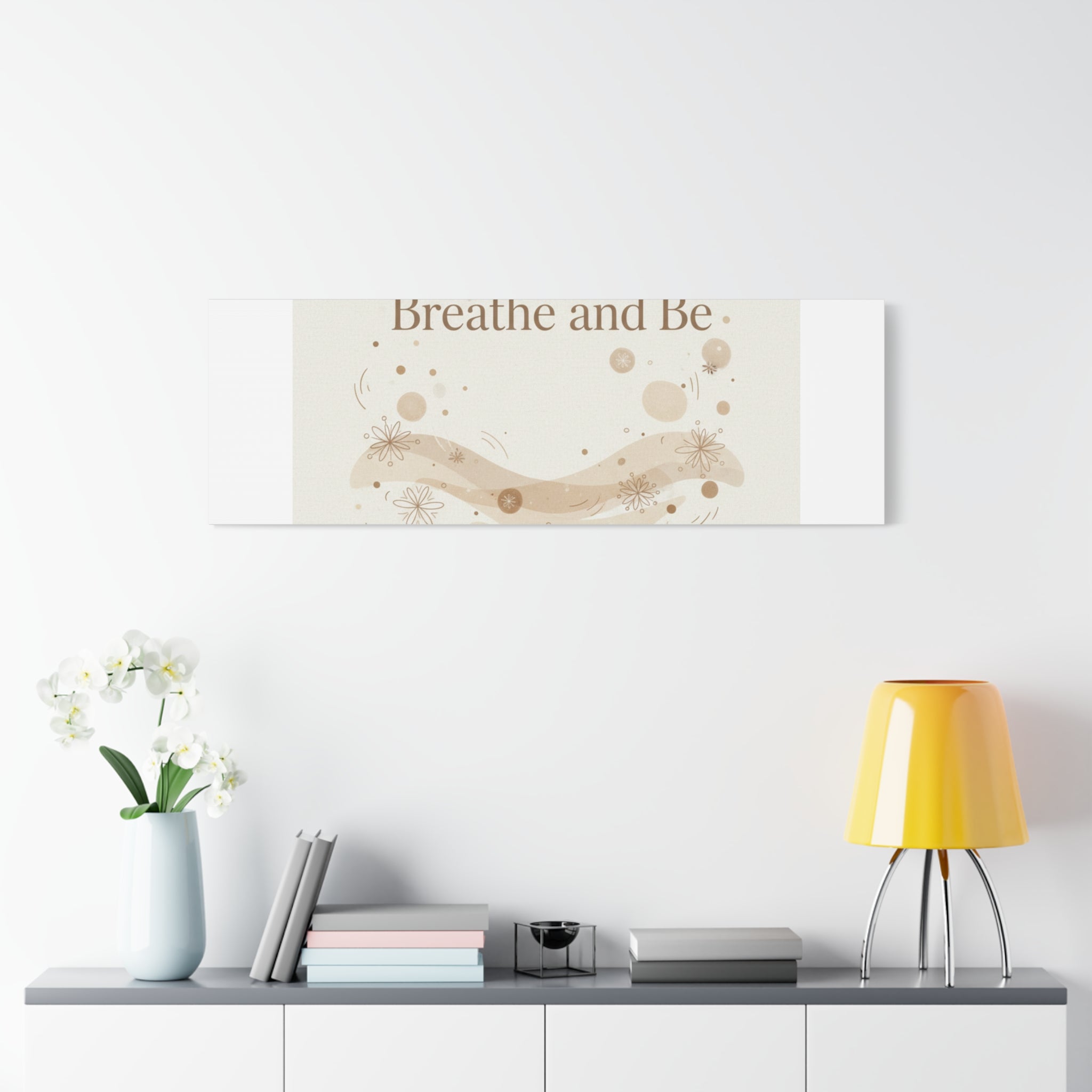 Breathe and Be Canvas, Minimal Cozy Slow Life Wall Art | Neutral Micro-Print