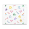 Hand-Drawn Emoticon Pattern Canvas | Cute Emoji Sticker Pastel Print