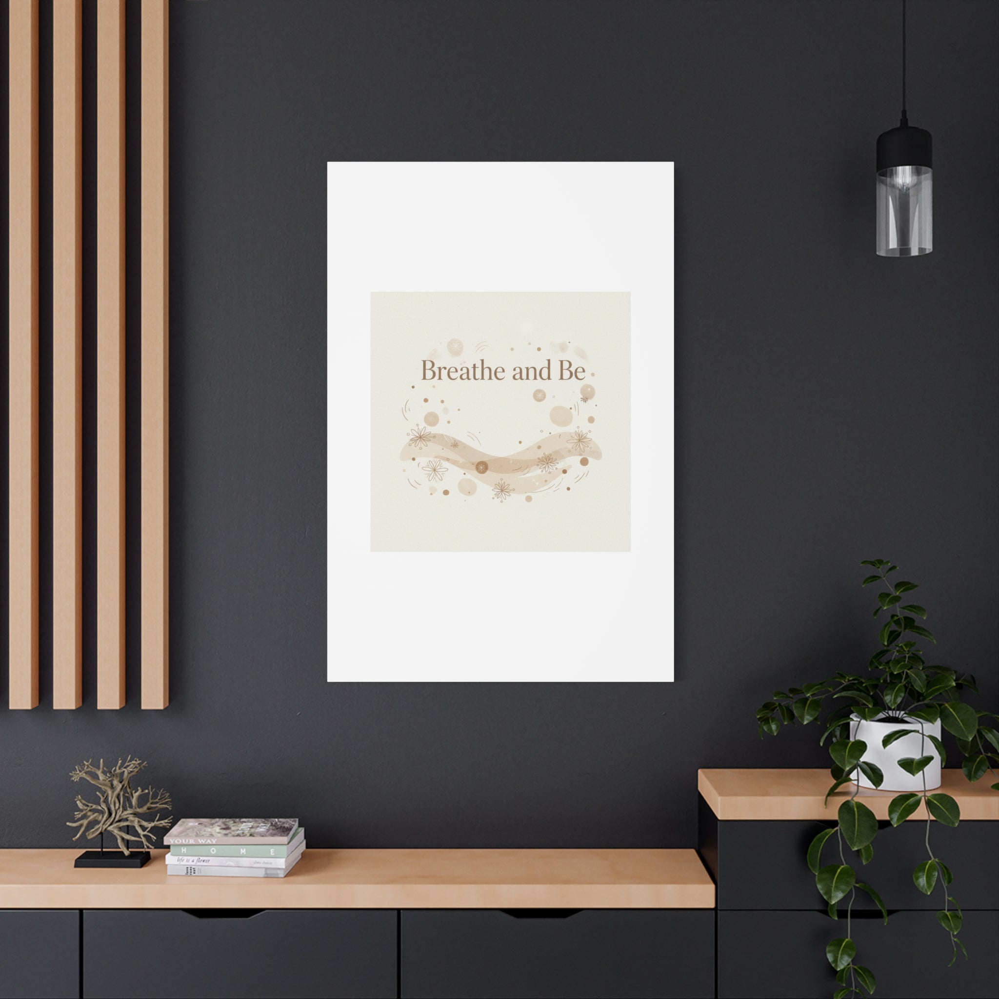 Breathe and Be Canvas, Minimal Cozy Slow Life Wall Art | Neutral Micro-Print