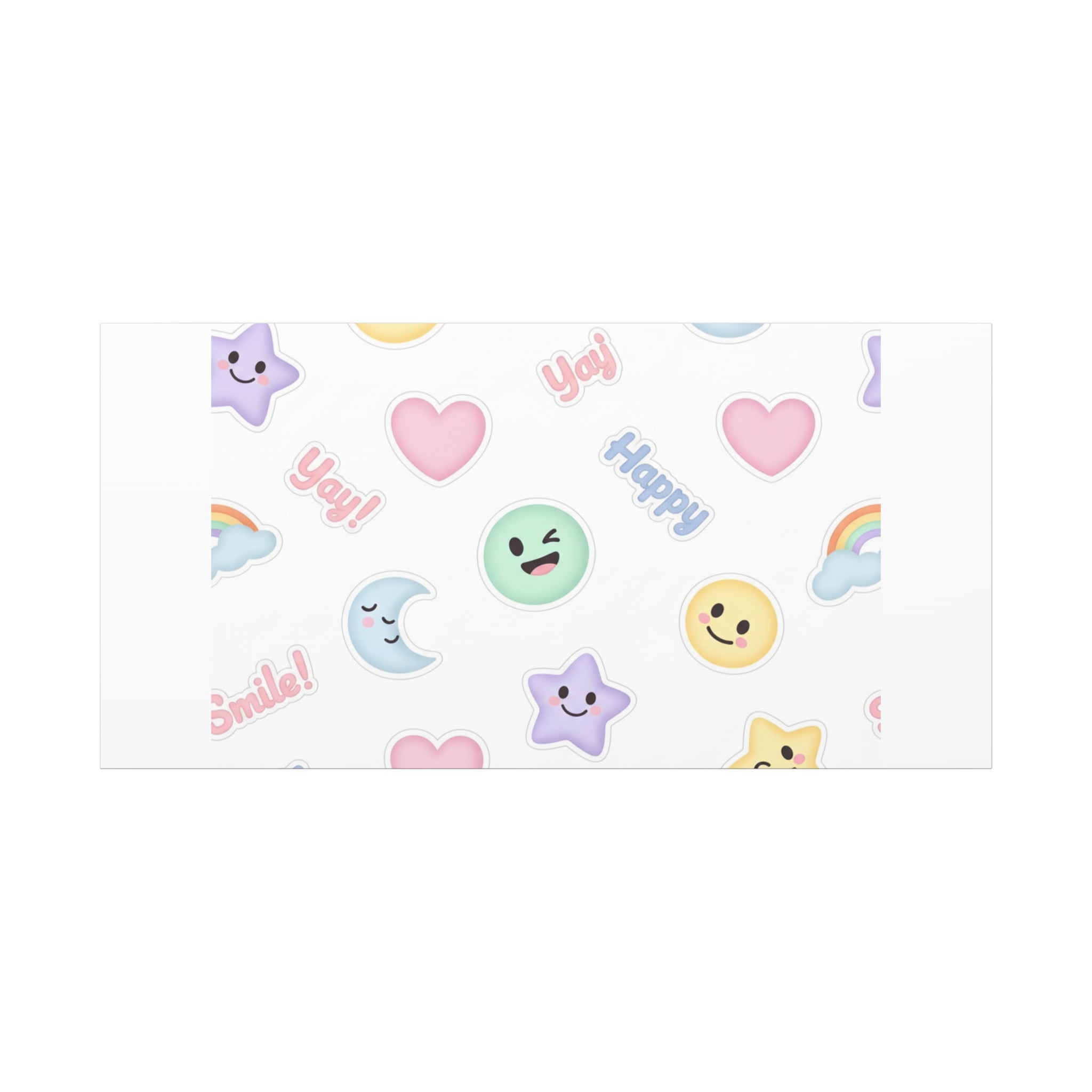 Hand-Drawn Emoticon Pattern Canvas | Cute Emoji Sticker Pastel Print