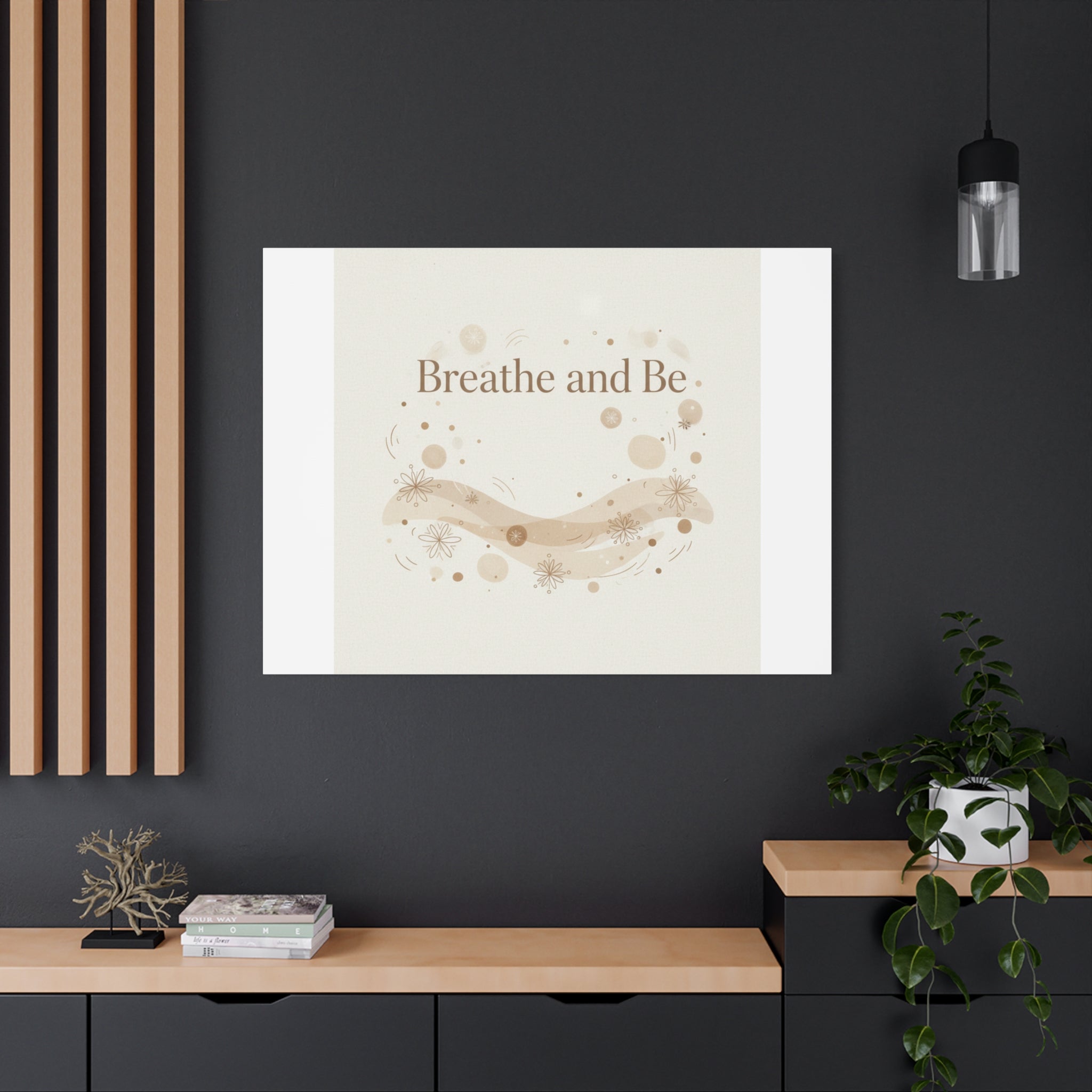 Breathe and Be Canvas, Minimal Cozy Slow Life Wall Art | Neutral Micro-Print
