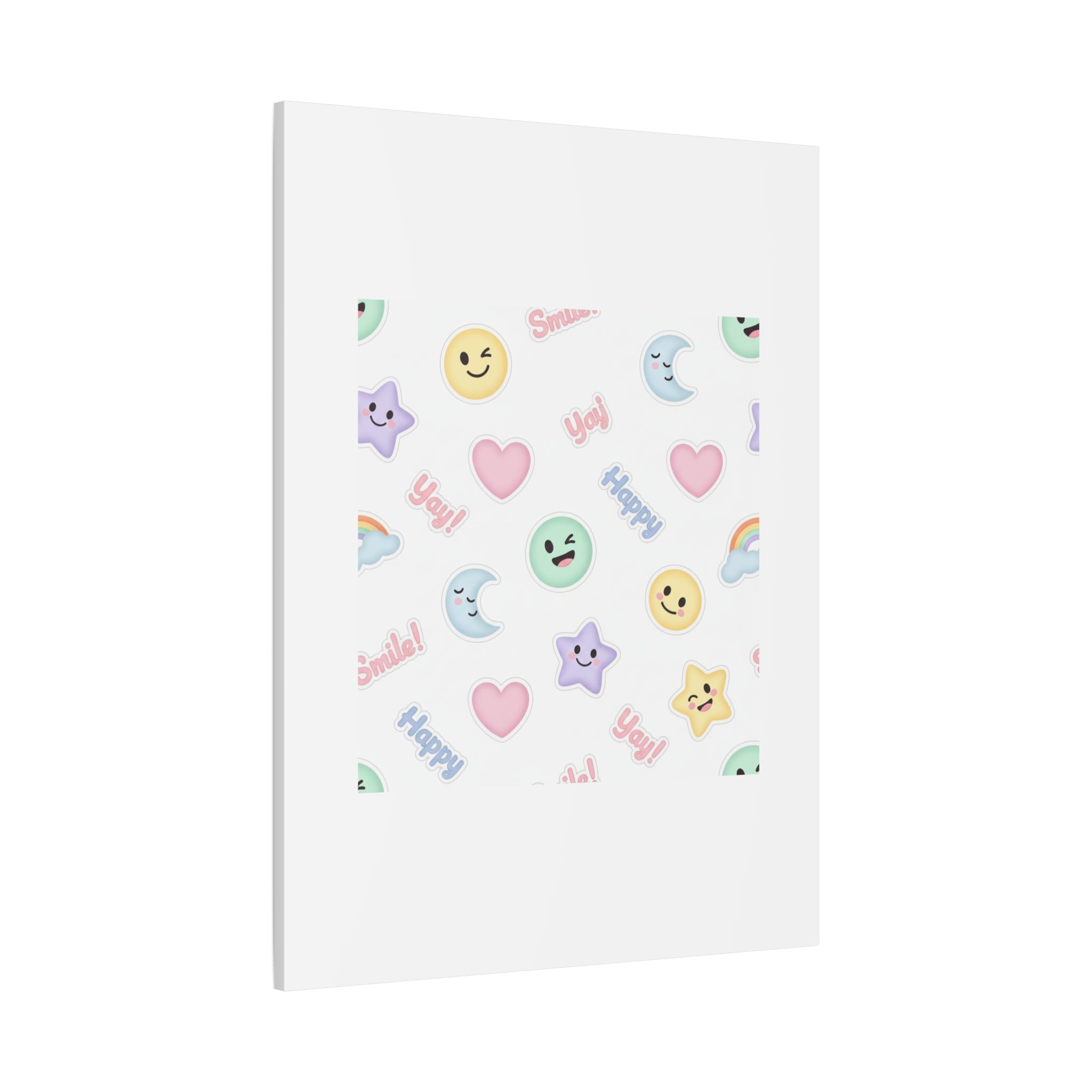 Hand-Drawn Emoticon Pattern Canvas | Cute Emoji Sticker Pastel Print