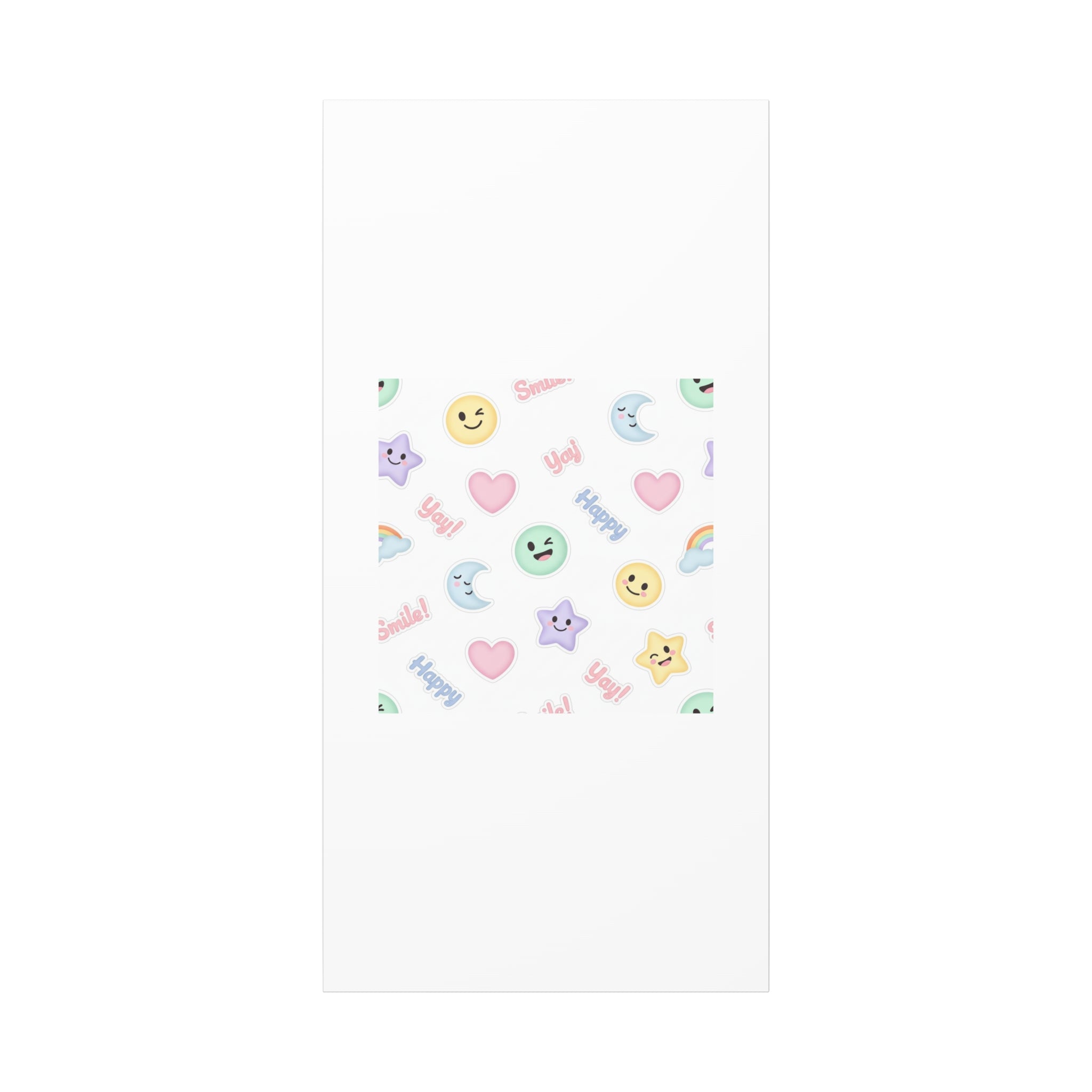 Hand-Drawn Emoticon Pattern Canvas | Cute Emoji Sticker Pastel Print