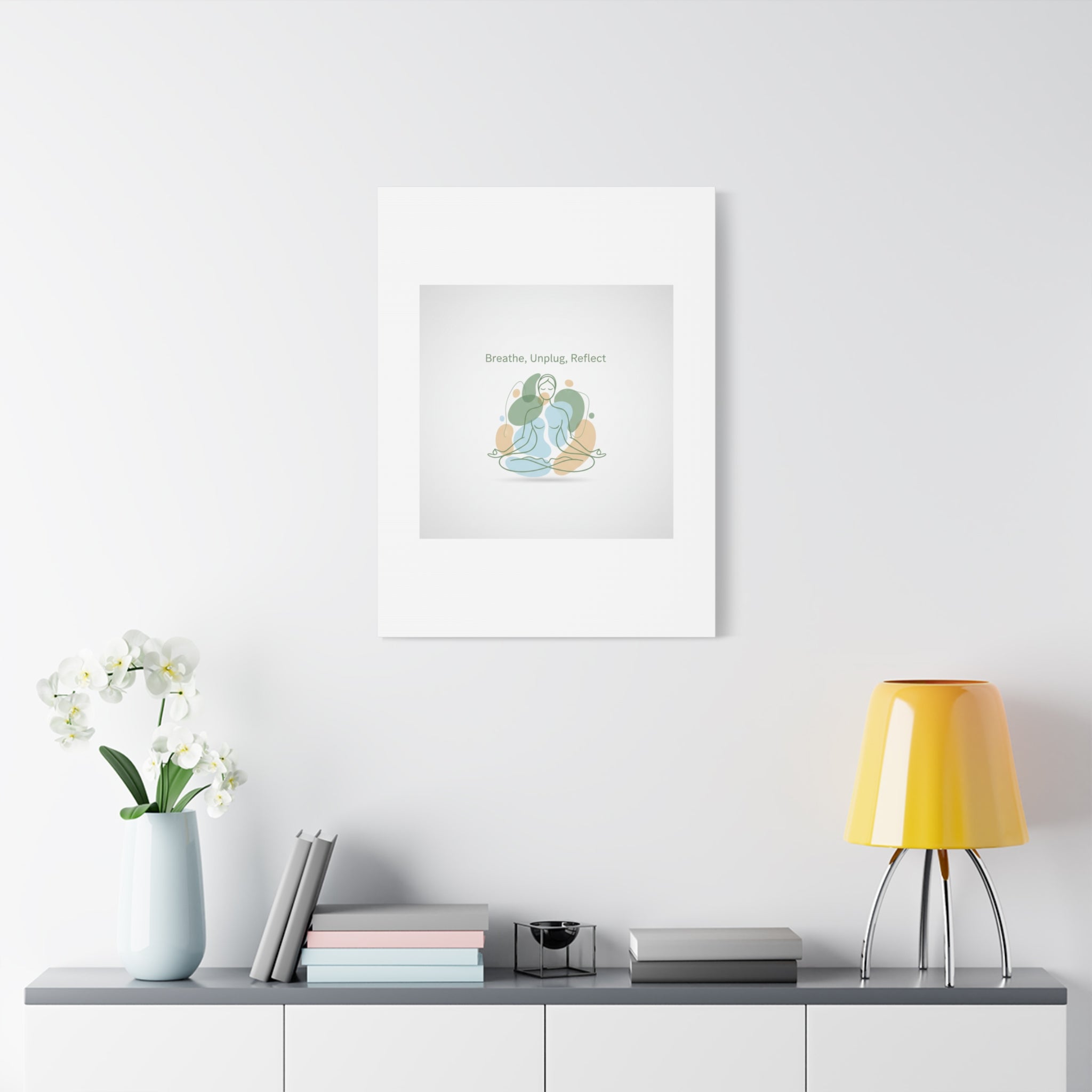 Breathe Unplug Reflect Canvas | Digital Detox, Mindfulness Wall Art