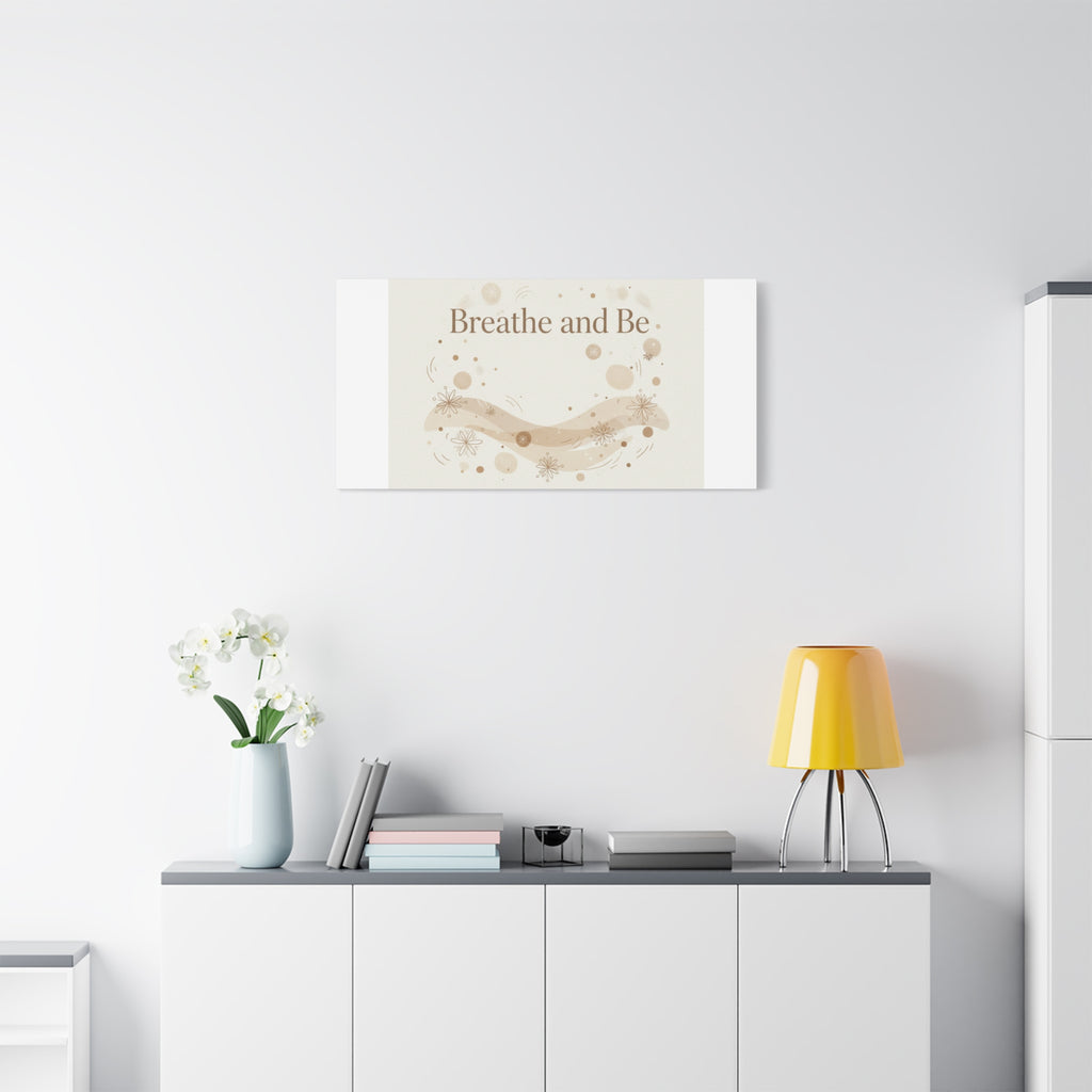 Breathe and Be Canvas, Minimal Cozy Slow Life Wall Art | Neutral Micro-Print