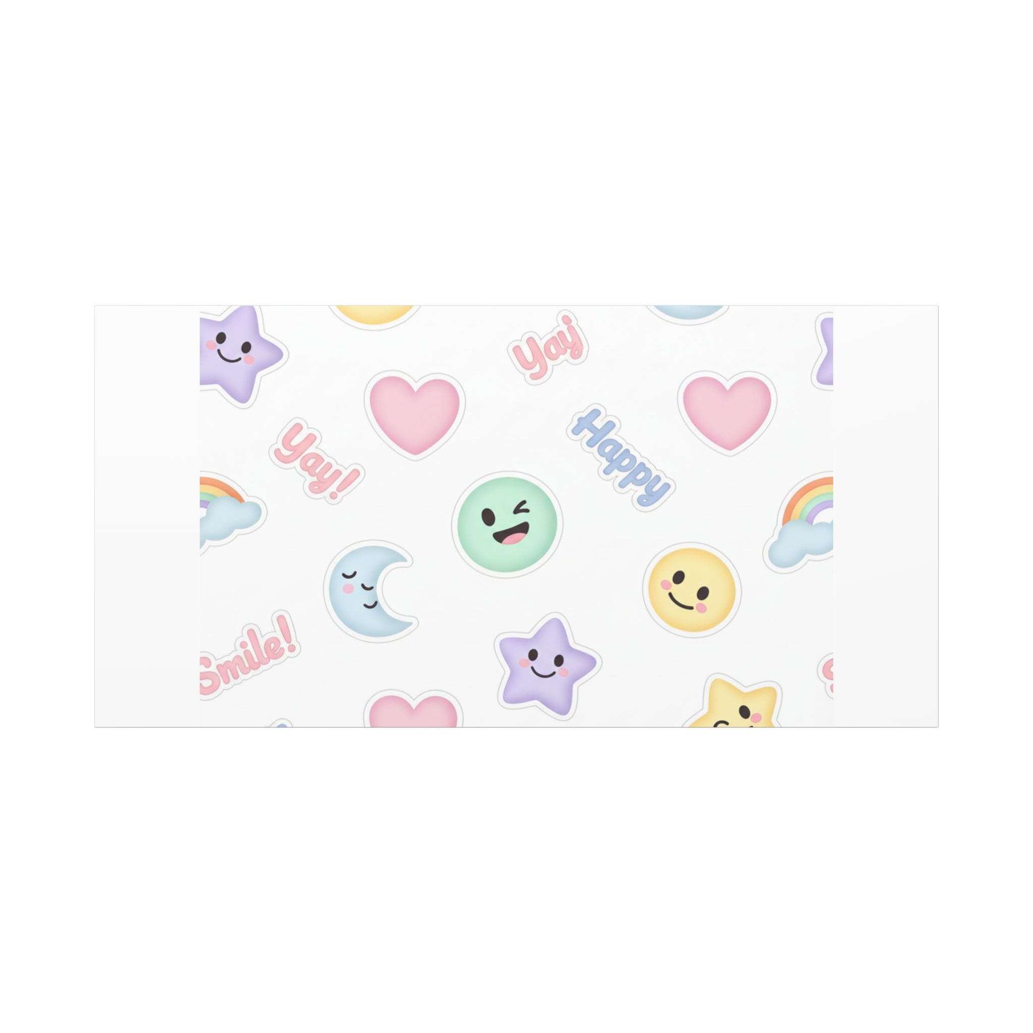 Hand-Drawn Emoticon Pattern Canvas | Cute Emoji Sticker Pastel Print