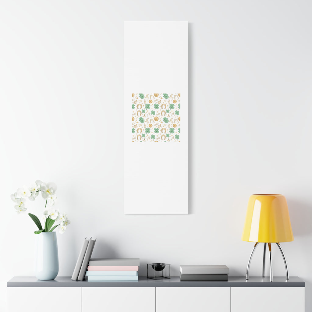 Lucky Charm Sticker Pattern Canvas, Mint Gold Talisman Print