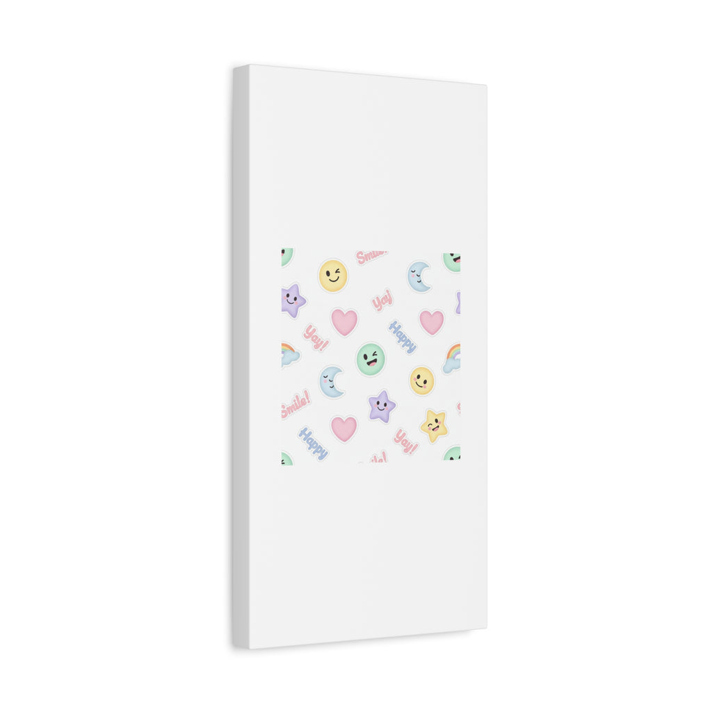 Hand-Drawn Emoticon Pattern Canvas | Cute Emoji Sticker Pastel Print