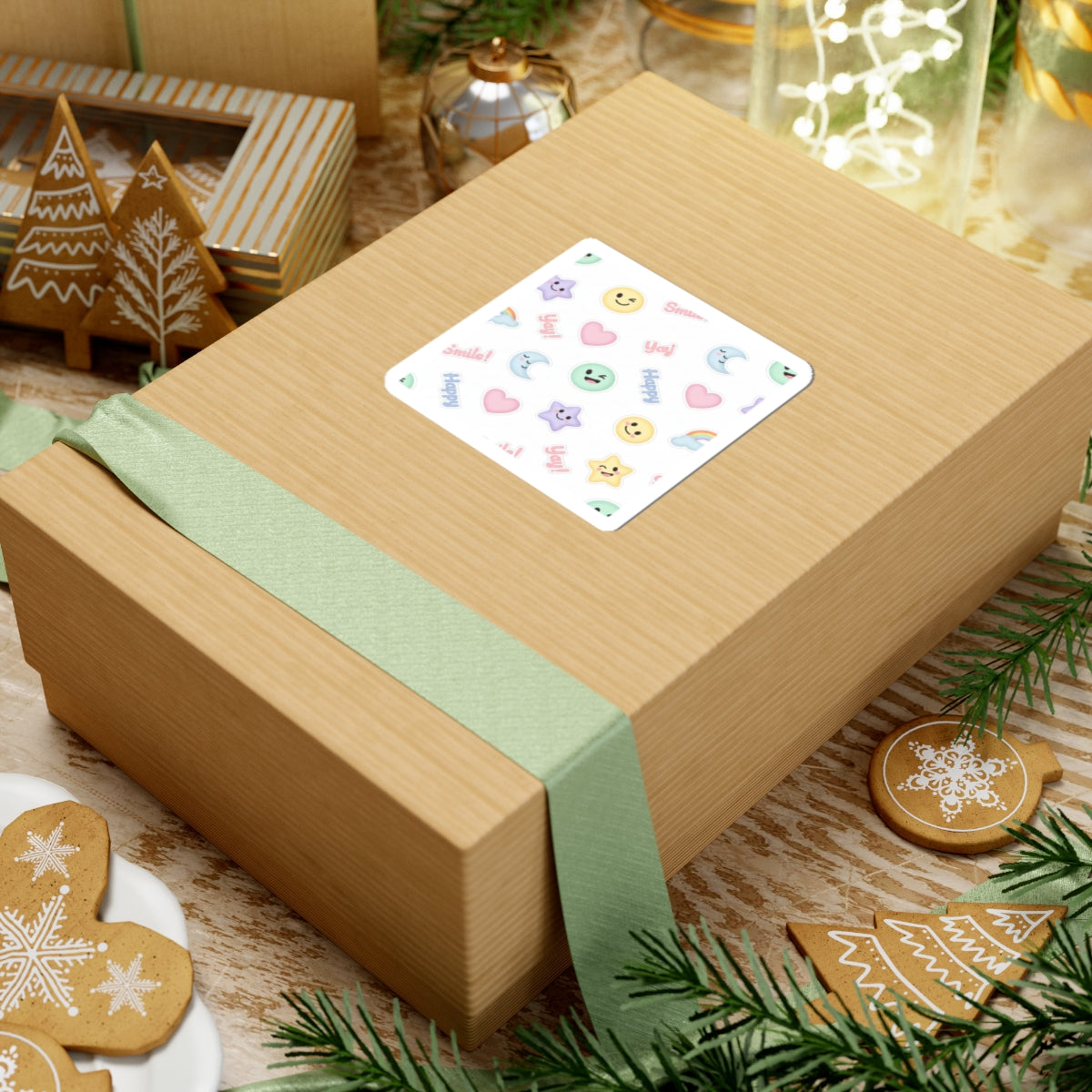 Cute Emoticon Pattern Kiss-Cut Stickers | Pastel Doodle Emoji Repeat