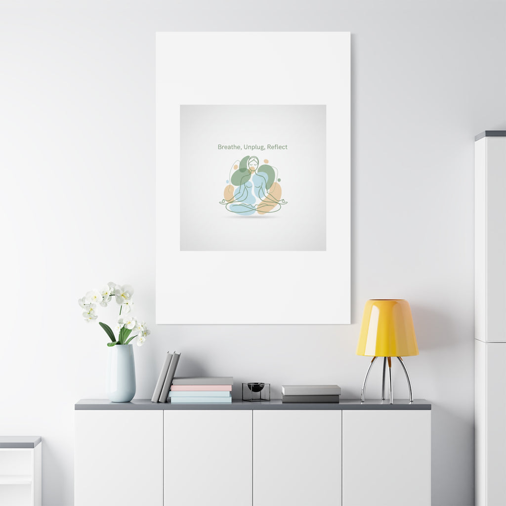 Breathe Unplug Reflect Canvas | Digital Detox, Mindfulness Wall Art
