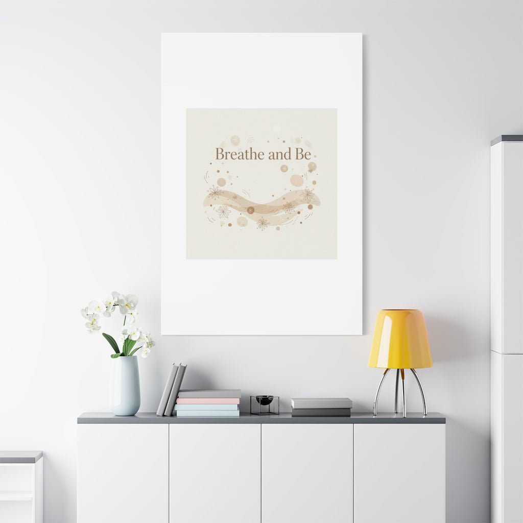 Breathe and Be Canvas, Minimal Cozy Slow Life Wall Art | Neutral Micro-Print