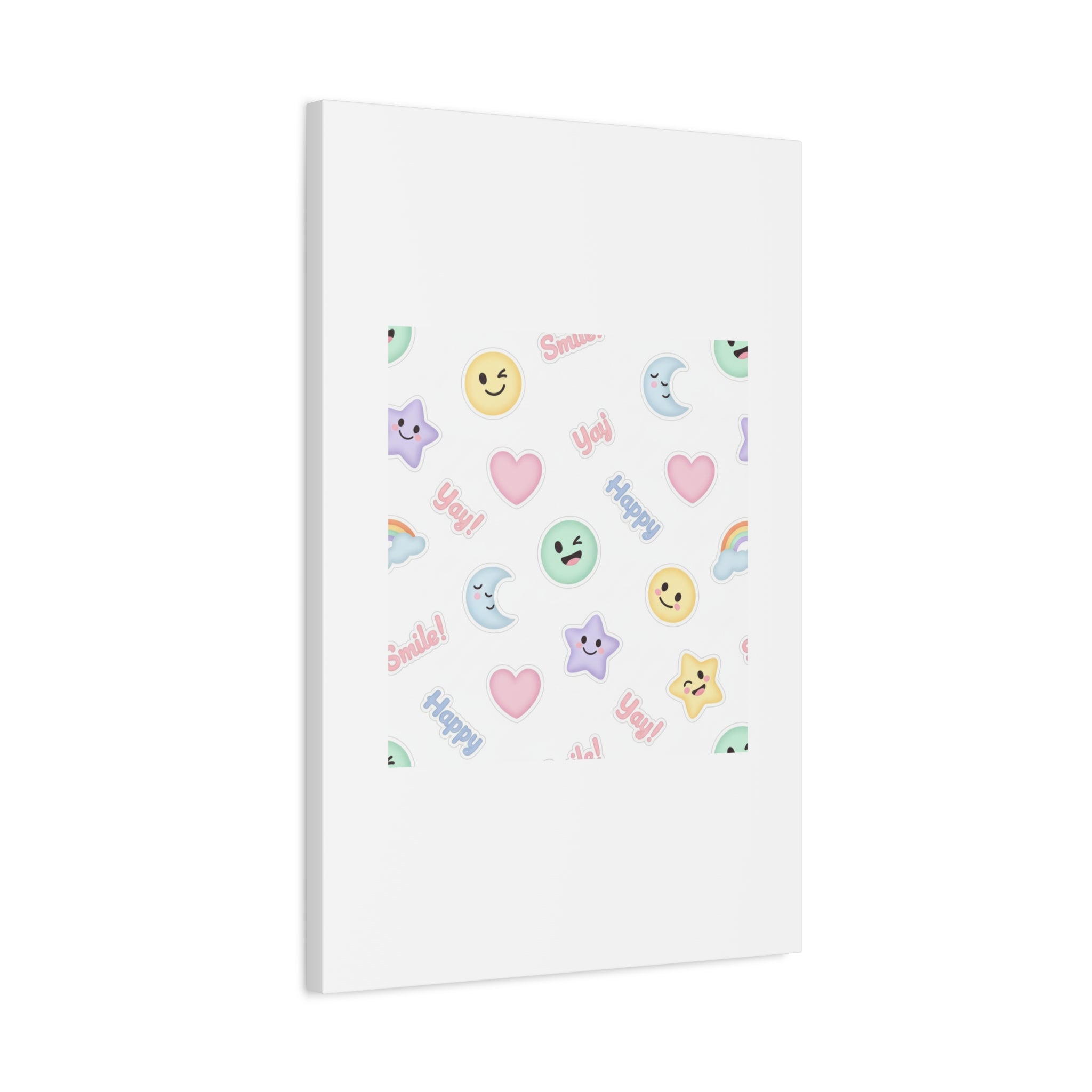 Hand-Drawn Emoticon Pattern Canvas | Cute Emoji Sticker Pastel Print