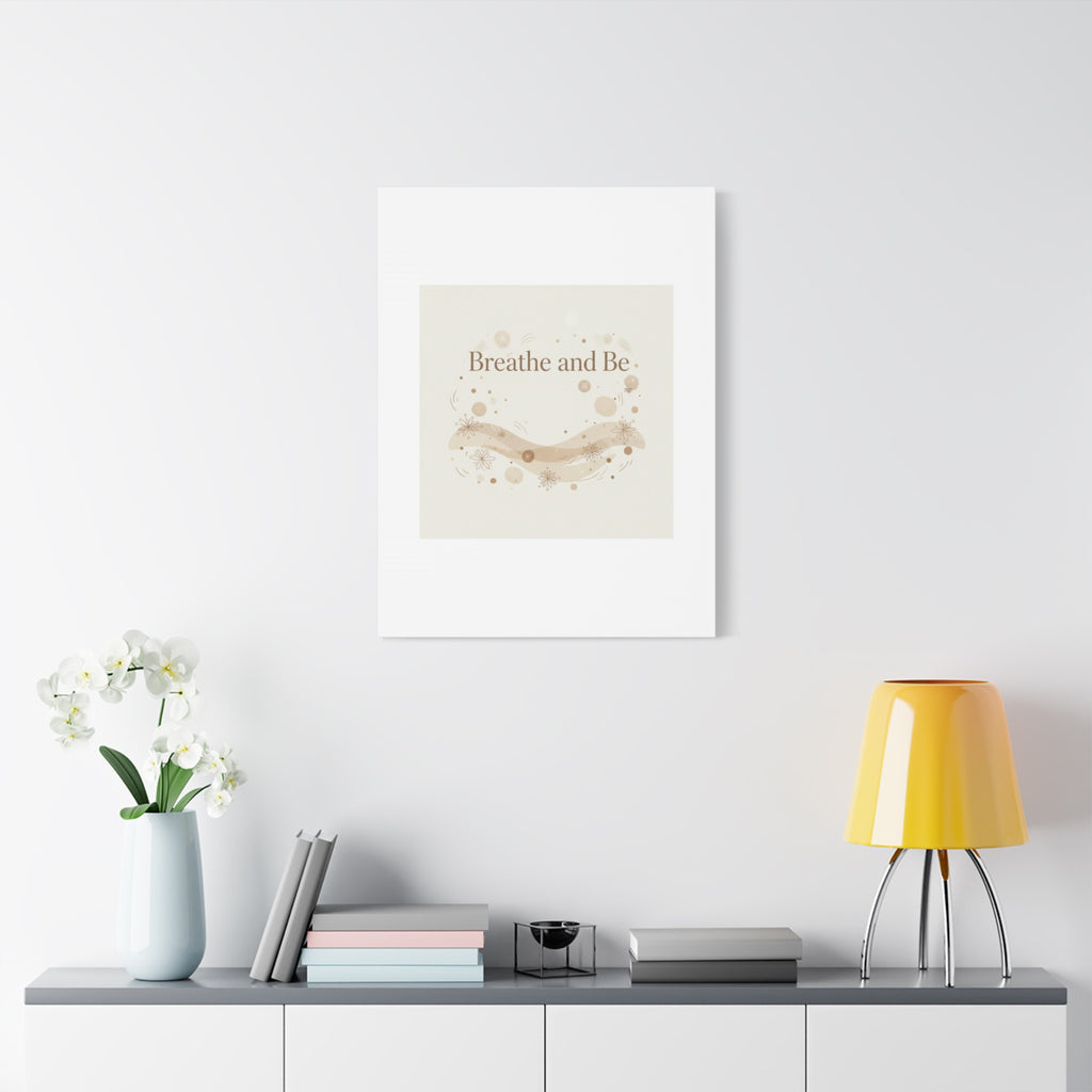 Breathe and Be Canvas, Minimal Cozy Slow Life Wall Art | Neutral Micro-Print