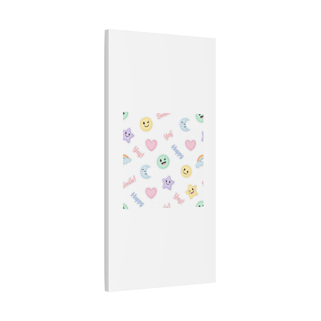 Hand-Drawn Emoticon Pattern Canvas | Cute Emoji Sticker Pastel Print