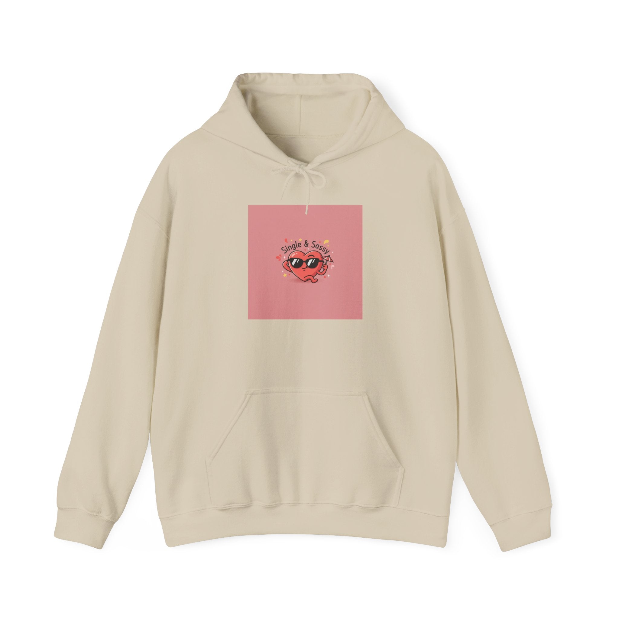 Cheeky Single Quip Hoodie, Anti Valentine, pastel heart motif | Playful Pessimism