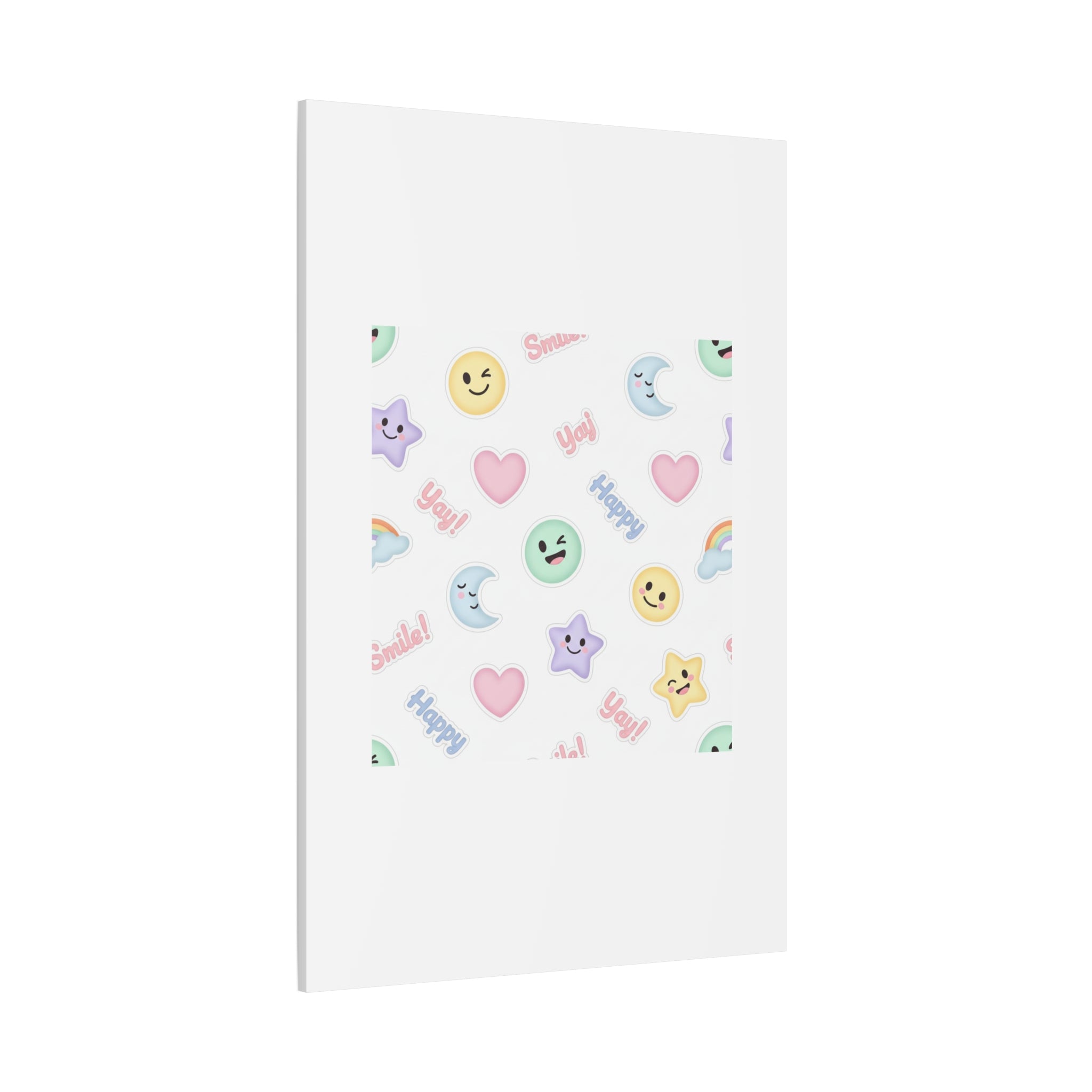 Hand-Drawn Emoticon Pattern Canvas | Cute Emoji Sticker Pastel Print