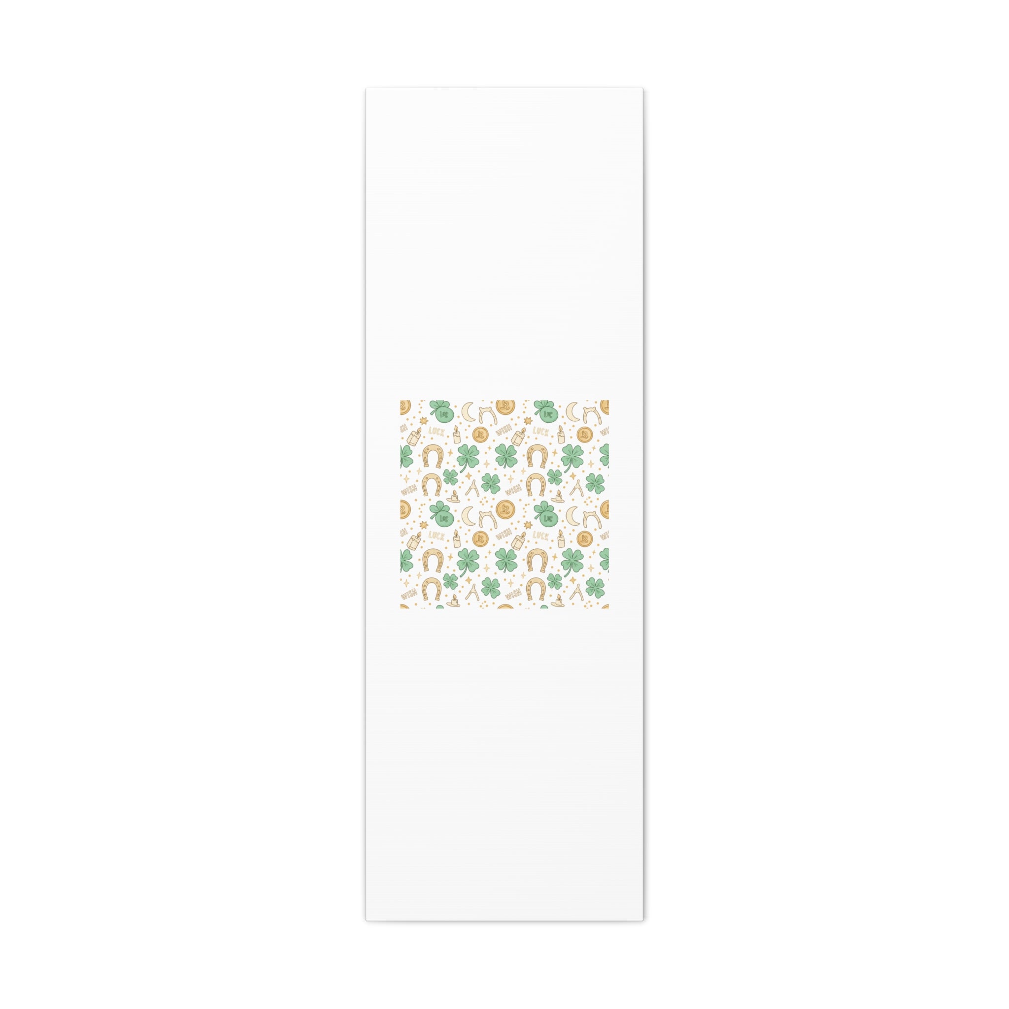 Lucky Charm Sticker Pattern Canvas, Mint Gold Talisman Print