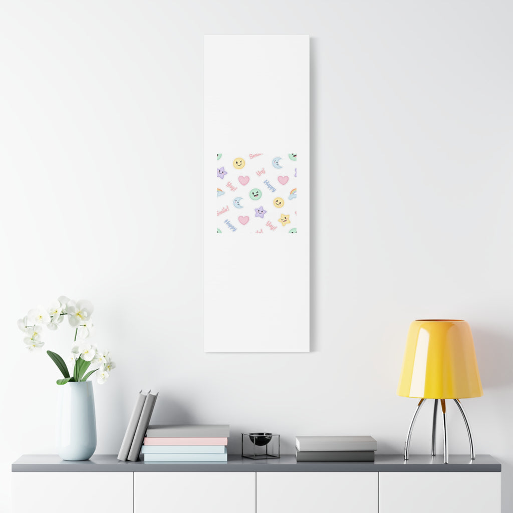 Hand-Drawn Emoticon Pattern Canvas | Cute Emoji Sticker Pastel Print