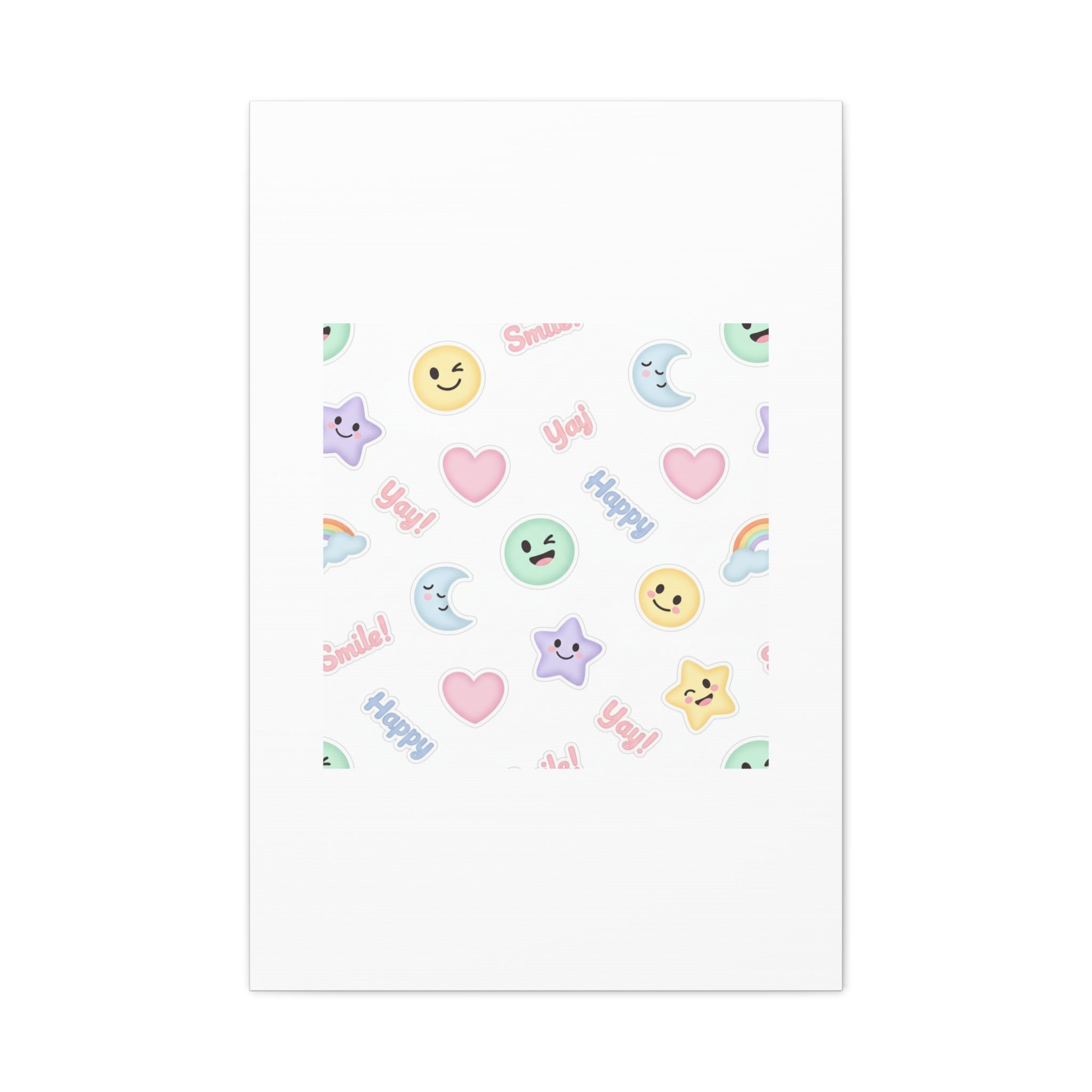 Hand-Drawn Emoticon Pattern Canvas | Cute Emoji Sticker Pastel Print